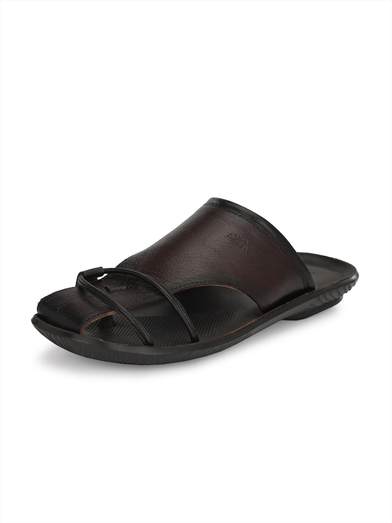Bravur Brown Leather Sliders HT