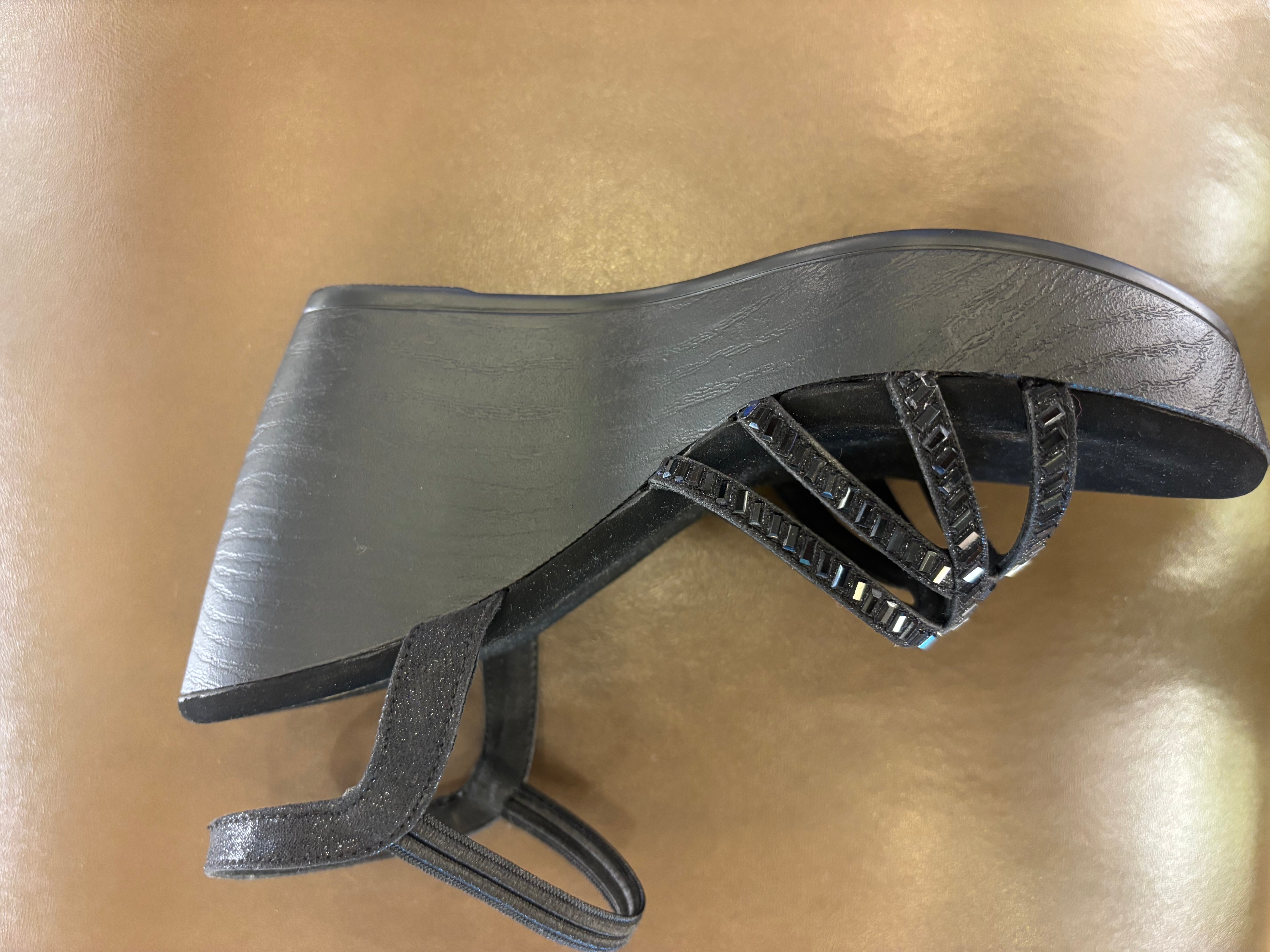 Zara Bling Back Elastic Wedge Platform Heels