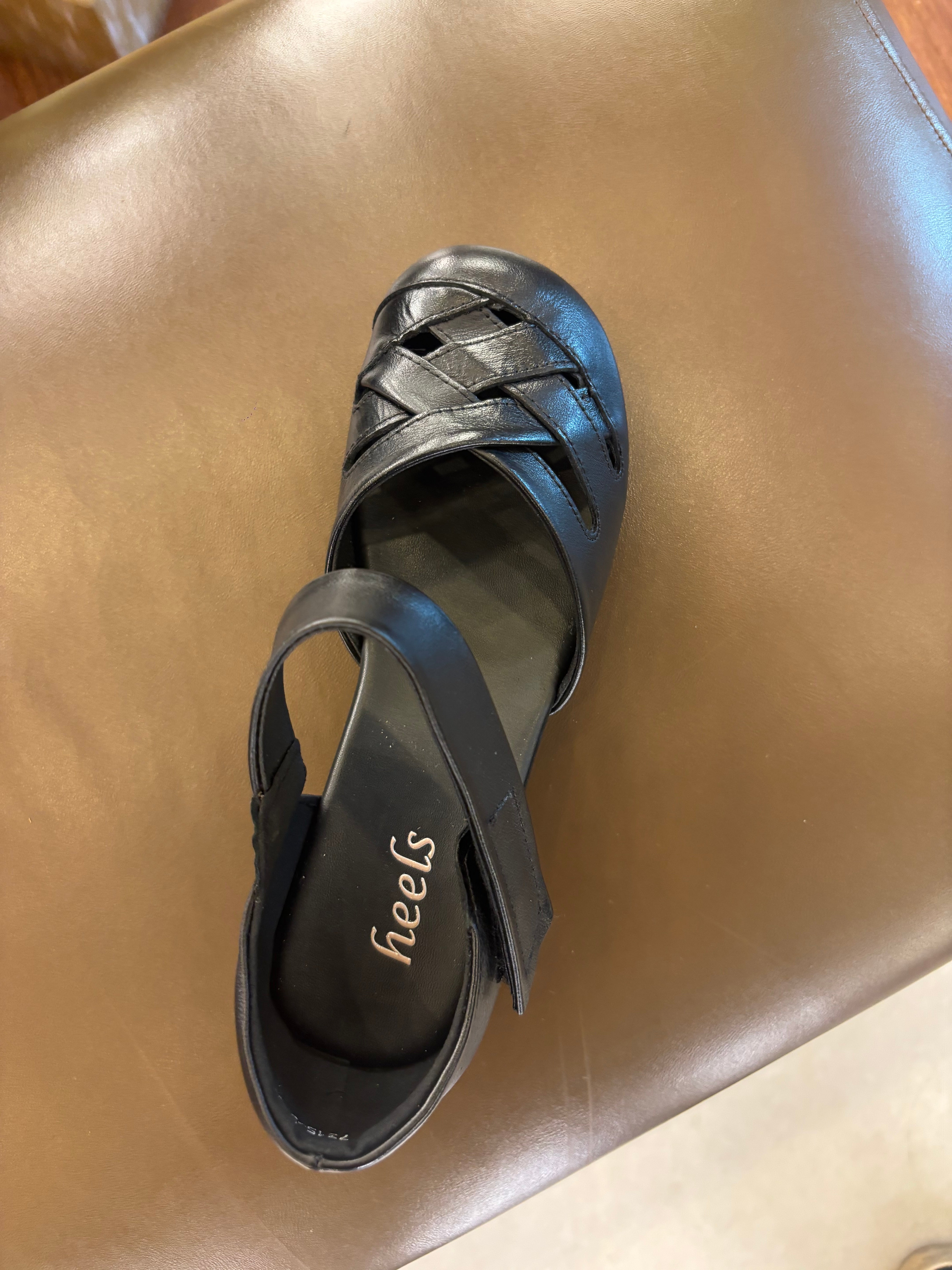 Zoe Leather Velcro Strap Cushioned Block Heel Sandals