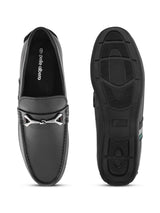 Ethan Black Leather Buckle Loafers