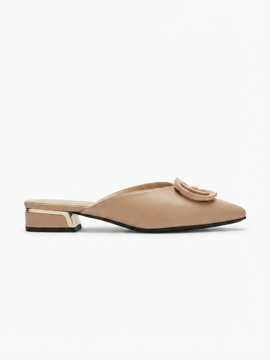 Lydia Mid Heel Cushioned Back Open Pointed Mules