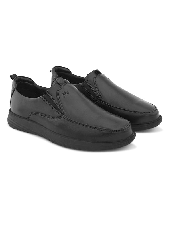 Nova Black Leather Slip ons