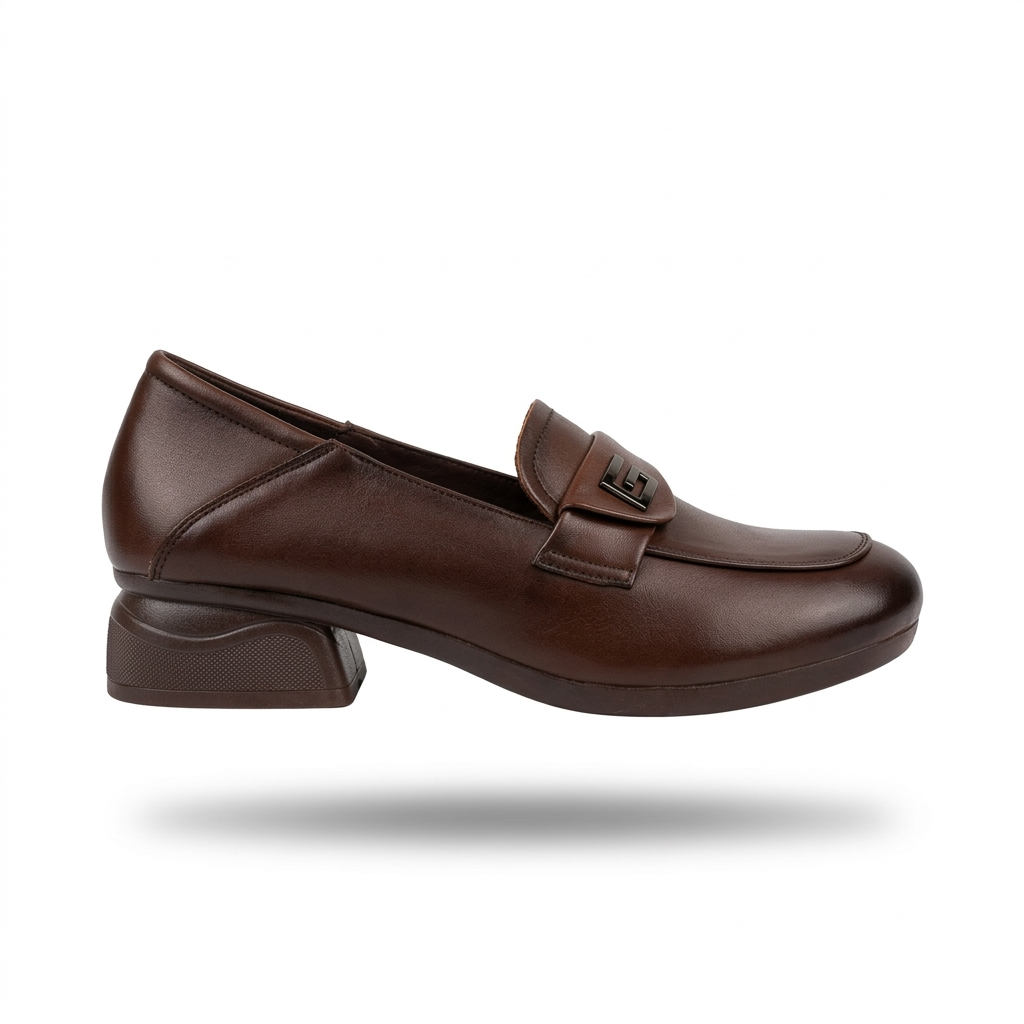 Nuvina Premium Leather Mid Heel Loafers