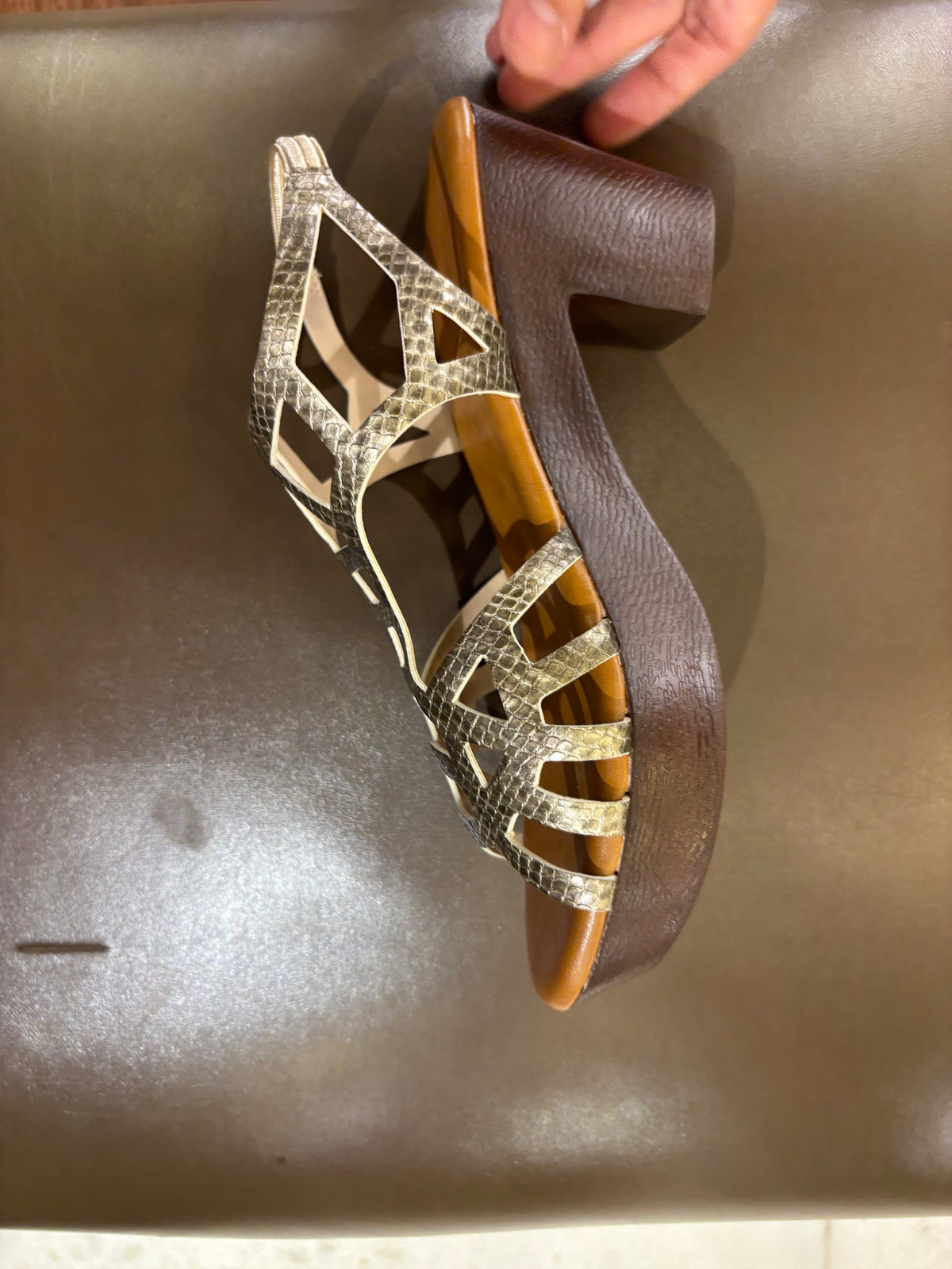 Kylin Platform Gladiator Peep Toe Block Heel Sandals in Gold - The Heels India