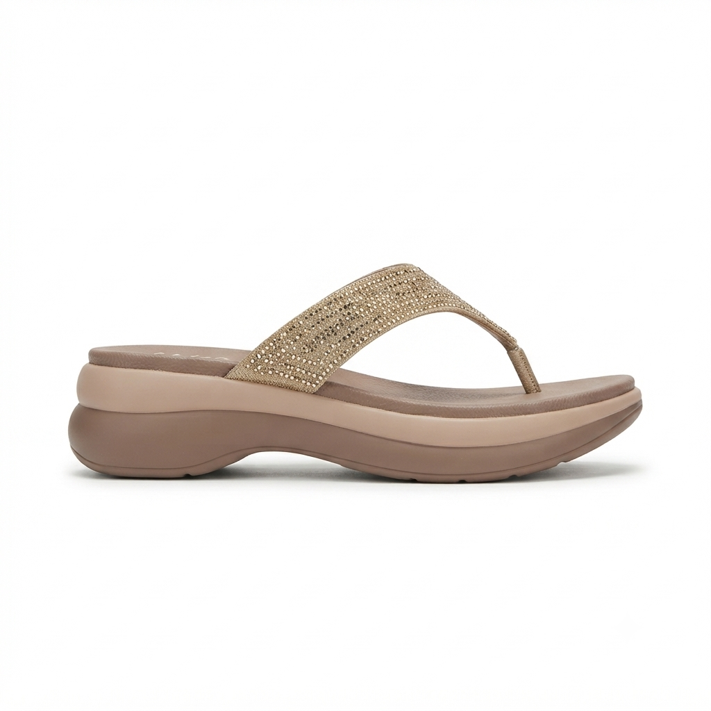 Noreli Cushioned Chunky Bling V Strap Slippers