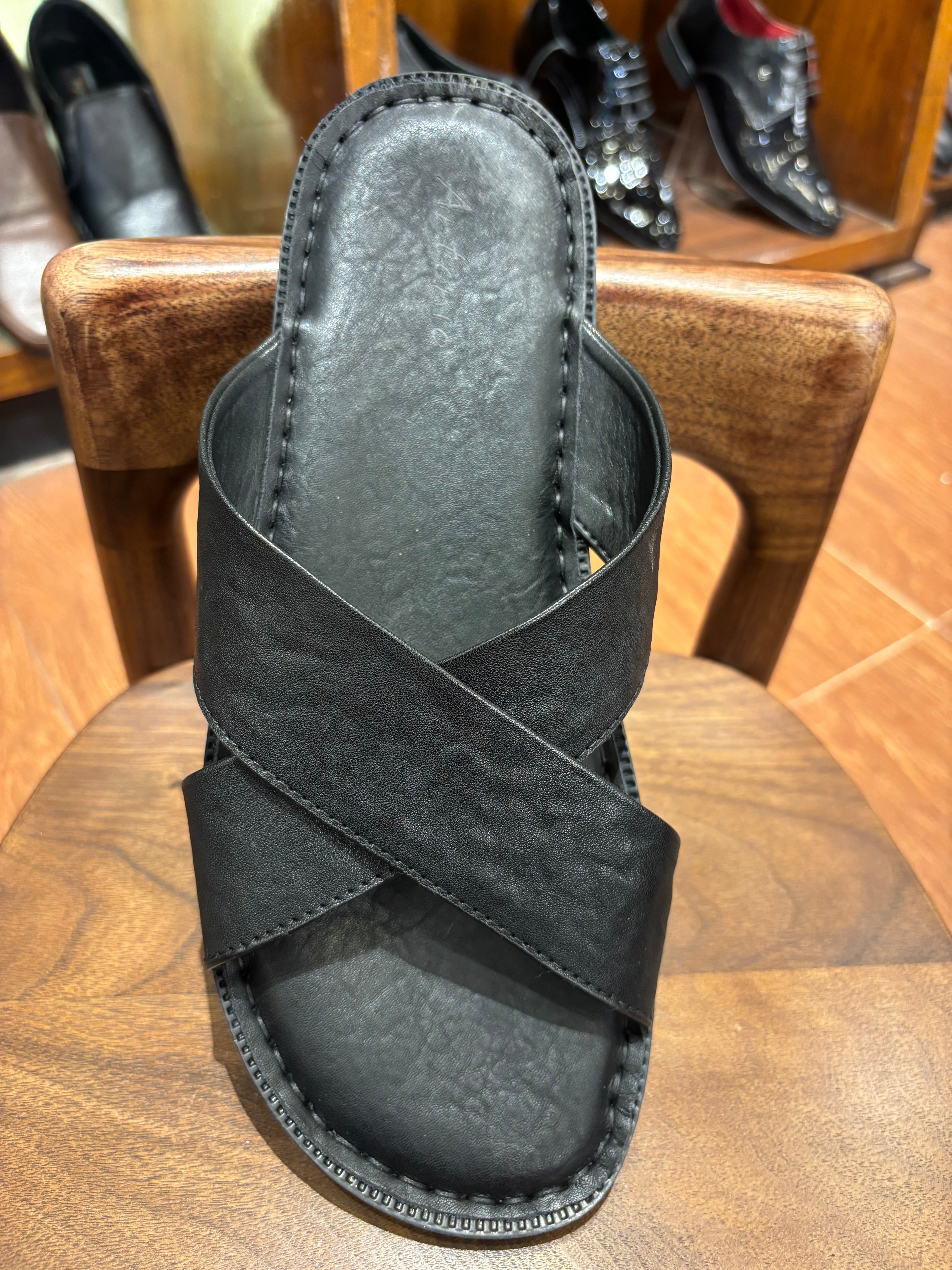 Erling Premium Leather Double Strap Cross Slippers