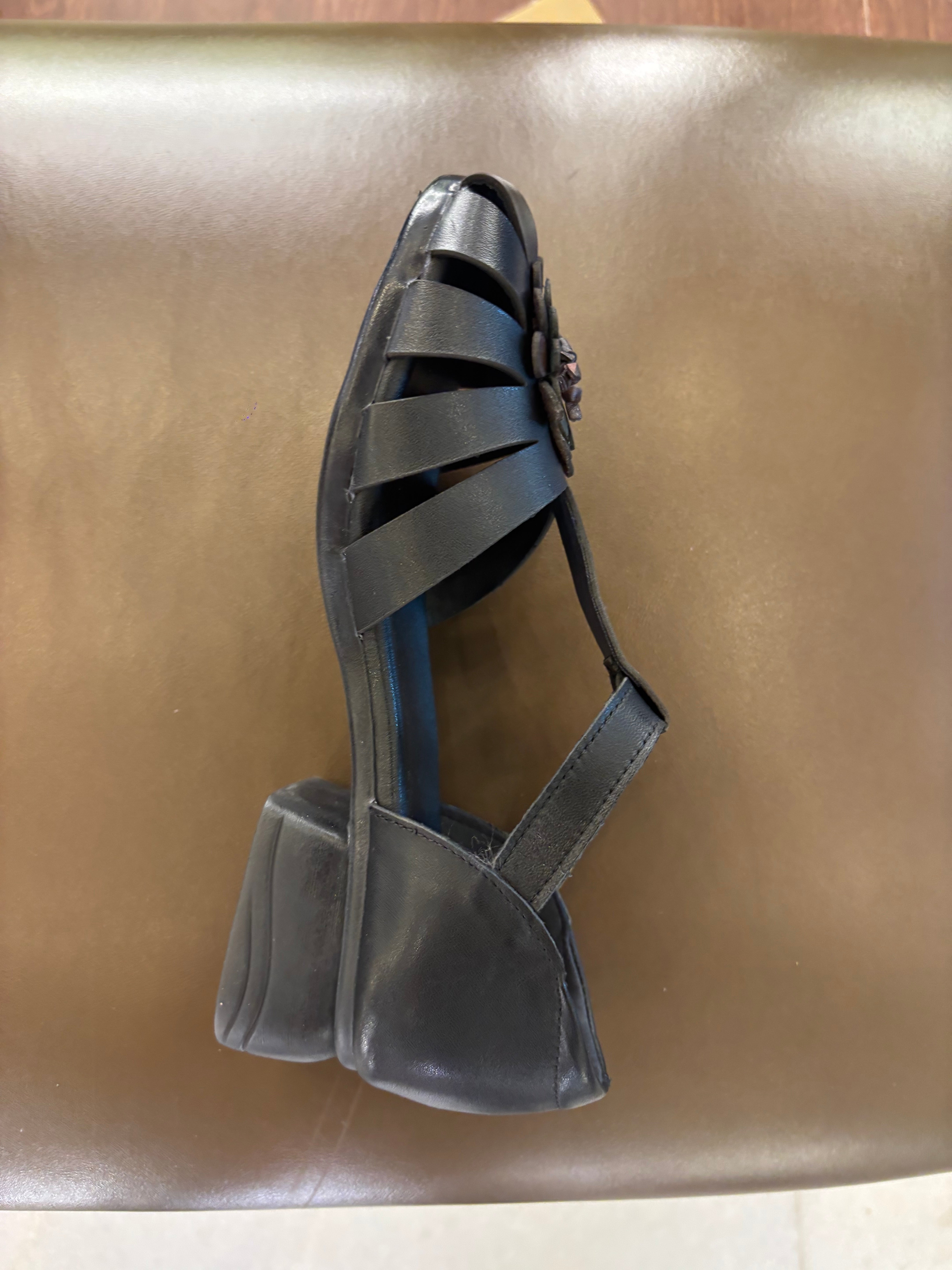 Kim Premium Leather Ankle Strap Block Heel Sandals