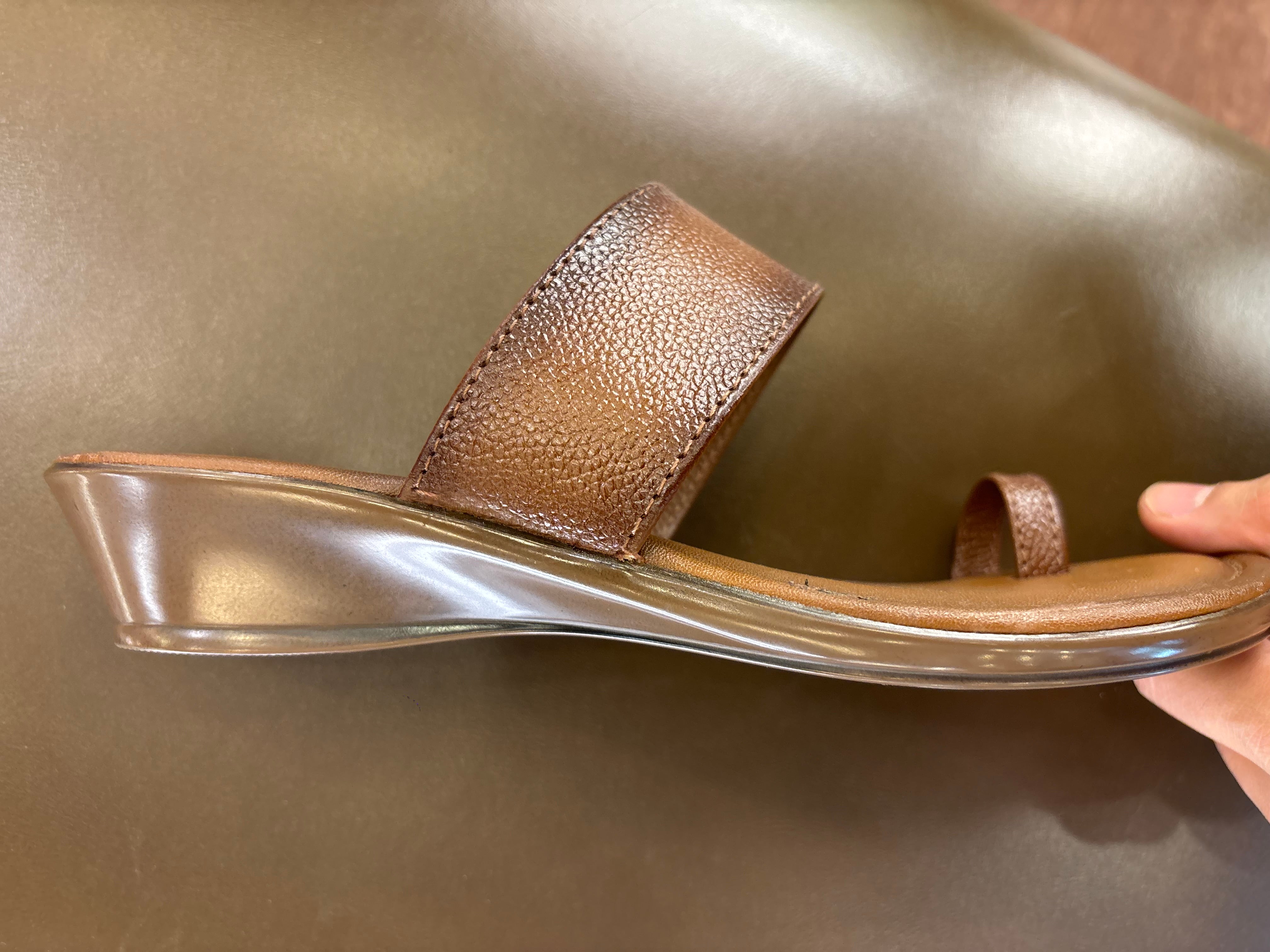 Welma Thumb Strap Leather Summer Slippers Tan - The Heels India