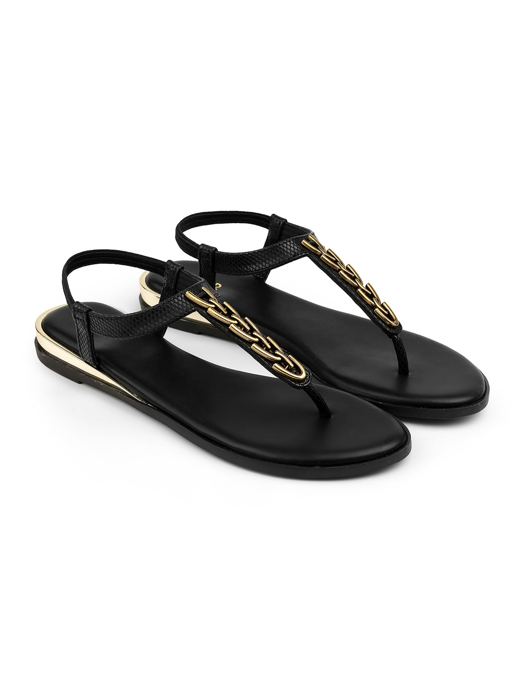 Diana Metallic Back Elastic Flat Sandals - The Heels India