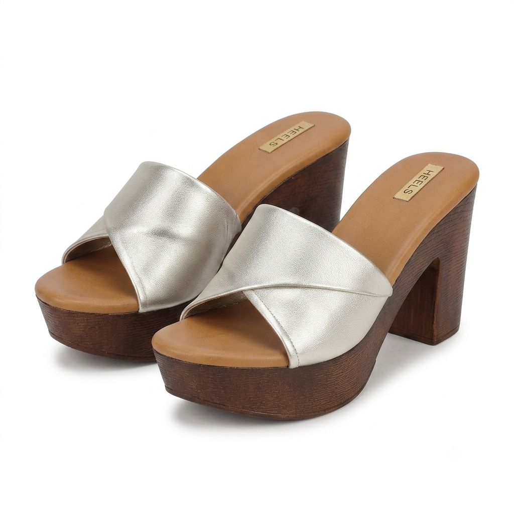 Kim Platform Peep Toe Block Heels Gold - The Heels India