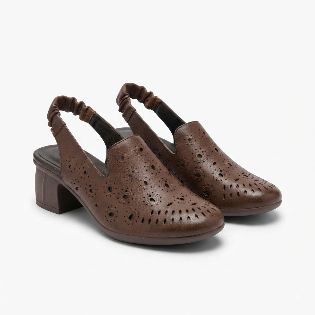 Sakina 2.0 Premium Leather Perforated Slingback Summer Sandals