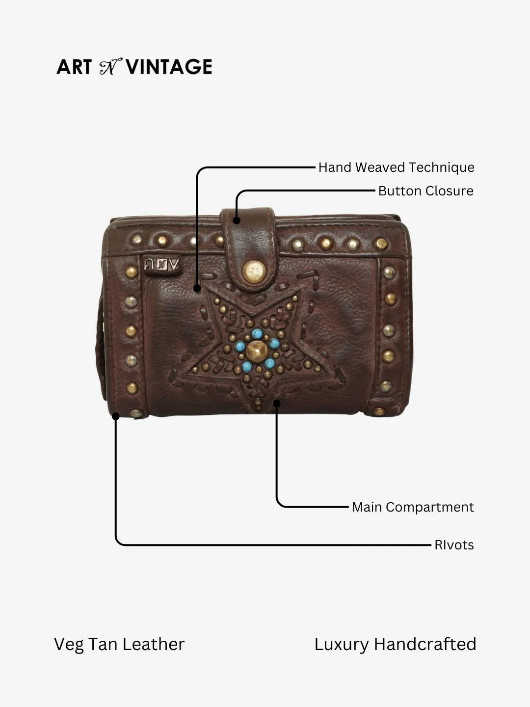Lucida : Leather Star Studded Small Wallet