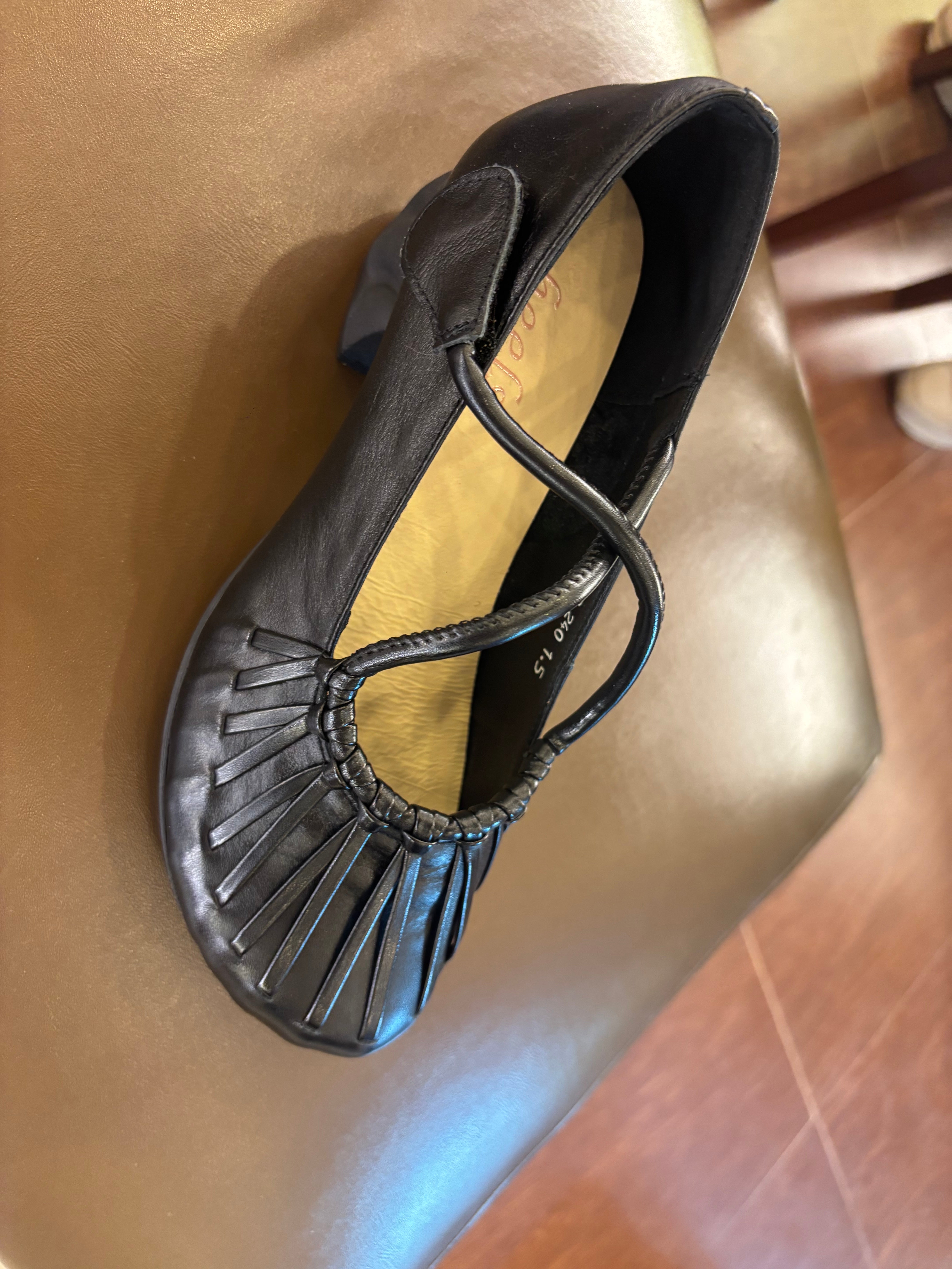 Rihanna Premium Leather Velcro Strap Block Heels