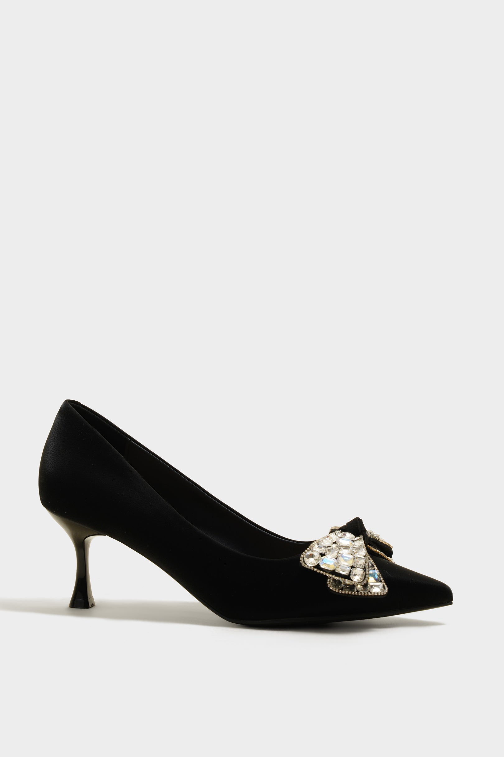 Isabella Black Kitten Bow Heels - The Heels India