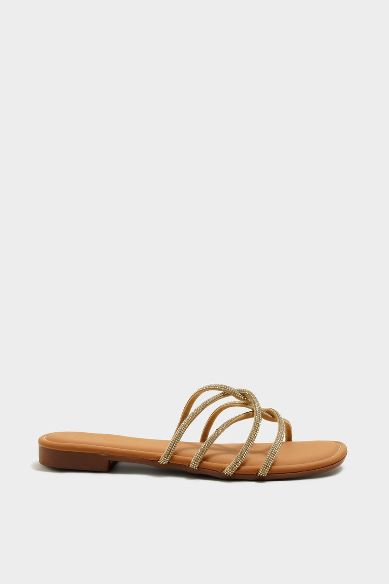 Jessica Gold Bling Sliders - The Heels India