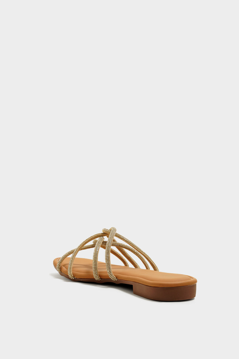 Jessica Gold Bling Sliders - The Heels India