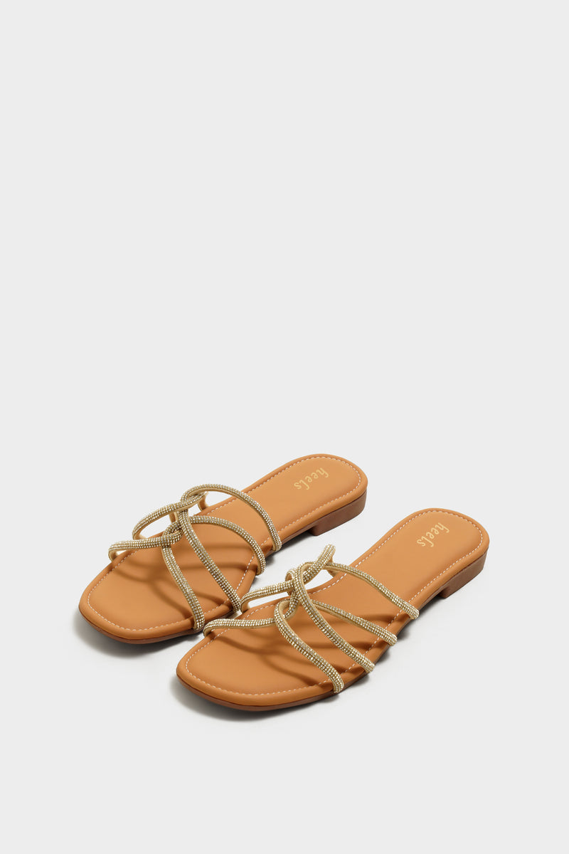Jessica Gold Bling Sliders - The Heels India