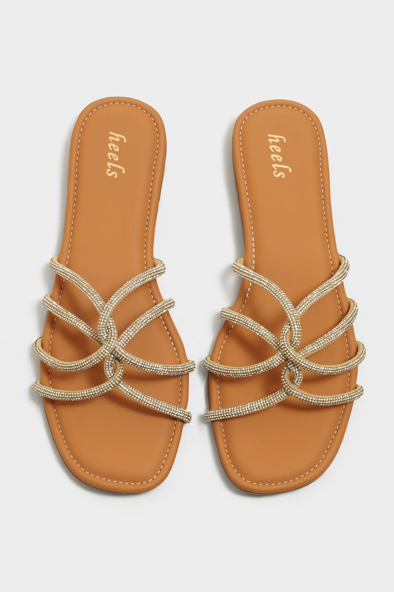Jessica Gold Bling Sliders - The Heels India