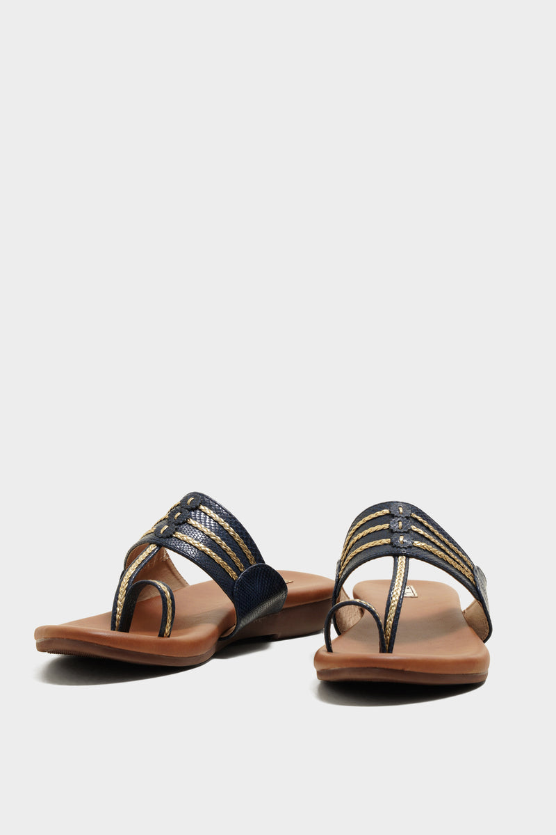 Samantha Blue Cushion Kohlapuris - The Heels India