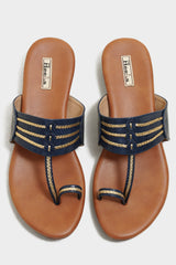 Samantha Blue Cushion Kohlapuris - The Heels India