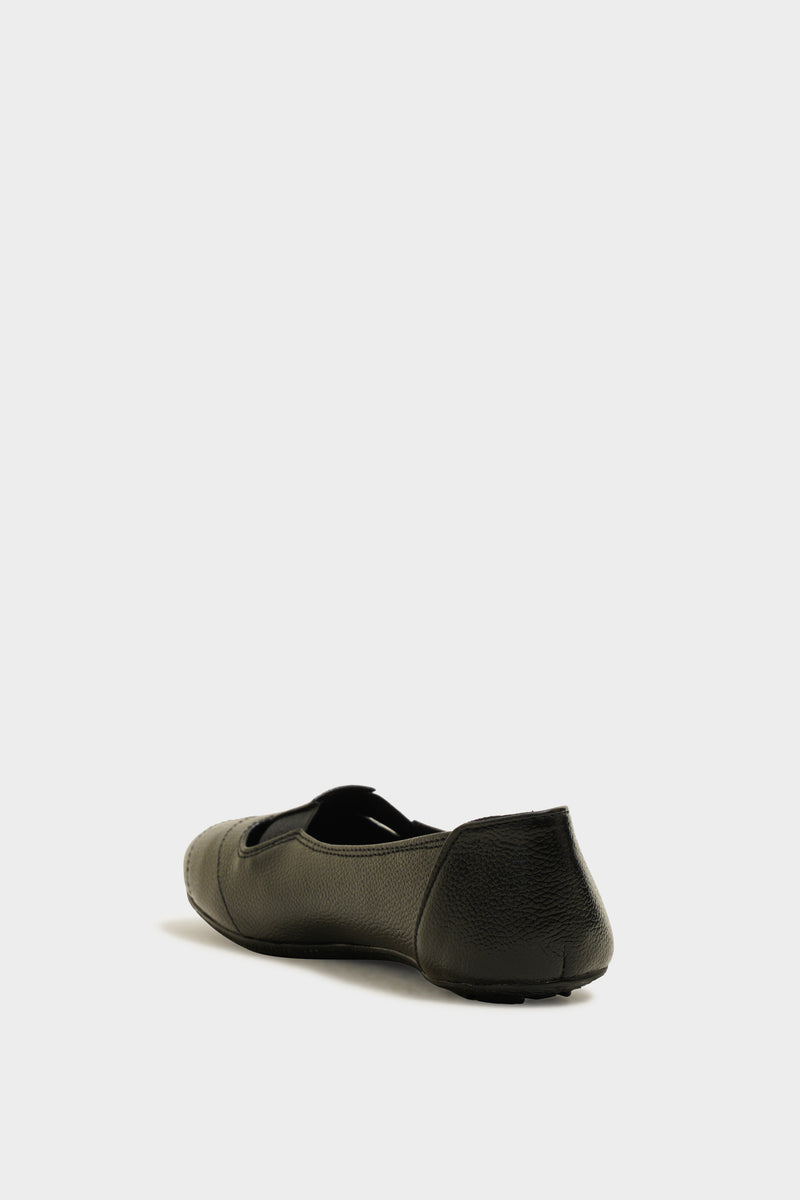 Logan Black Leather Ballerinas - The Heels India