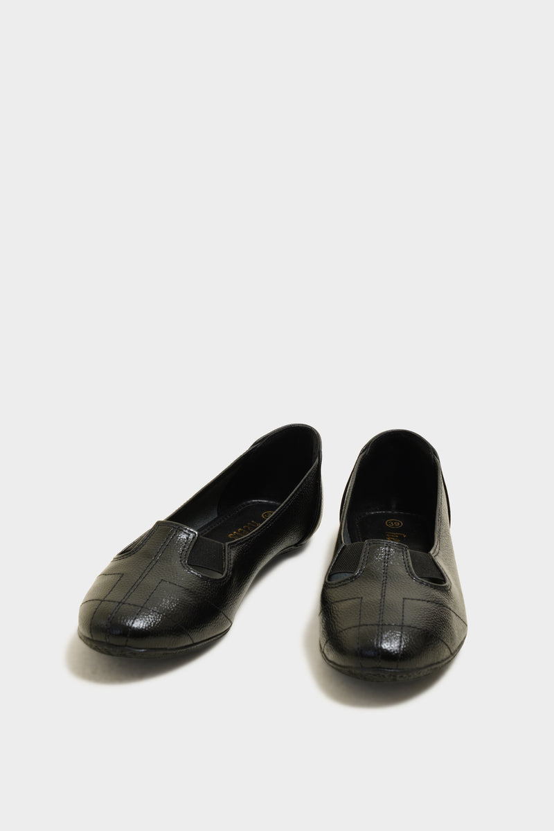 Logan Black Leather Ballerinas - The Heels India