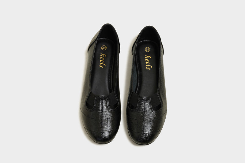 Logan Black Leather Ballerinas - The Heels India