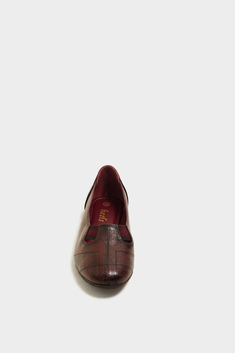 Elijah Maroon Leather Ballerinas