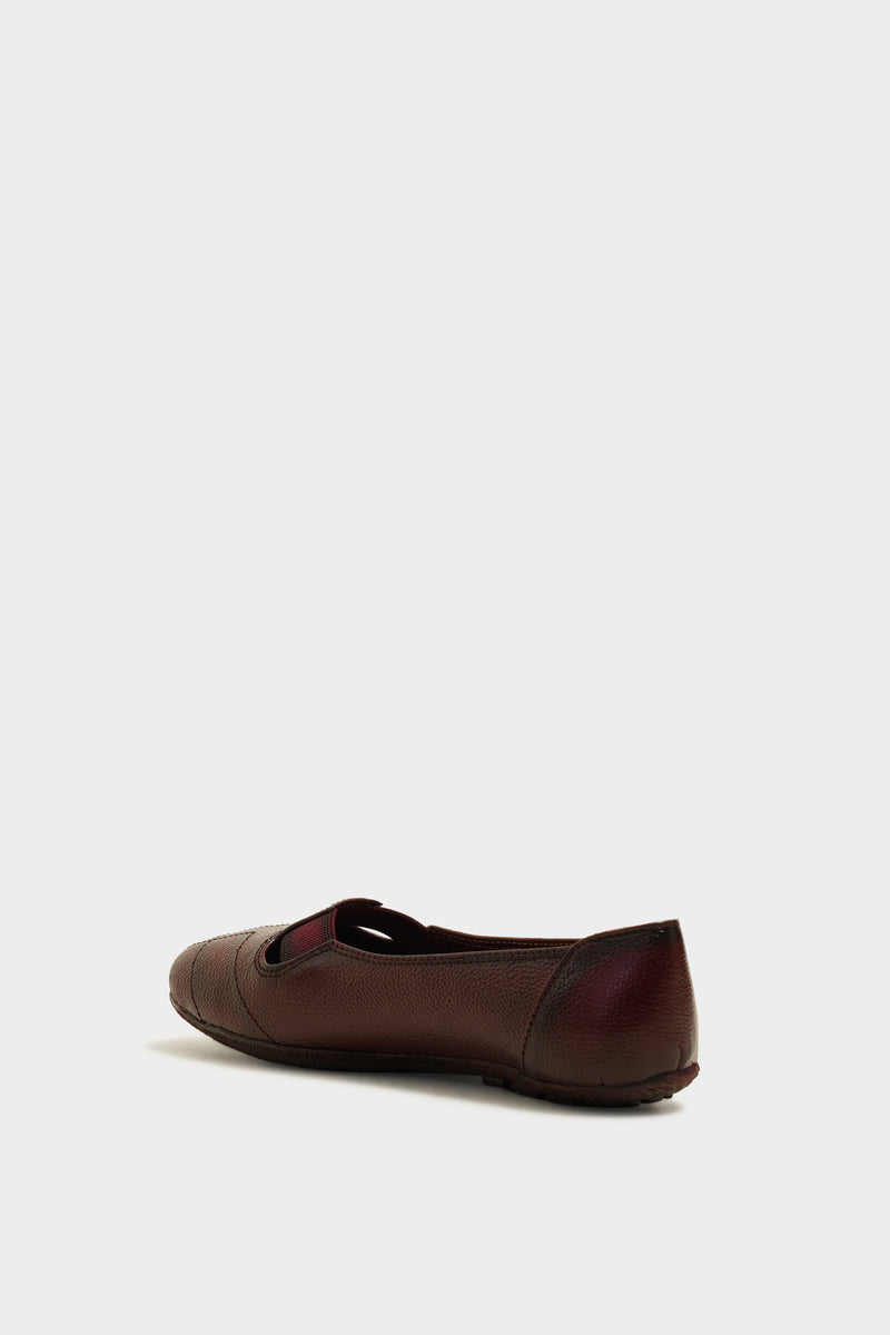 Elijah Maroon Leather Ballerinas