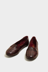 Elijah Maroon Leather Ballerinas