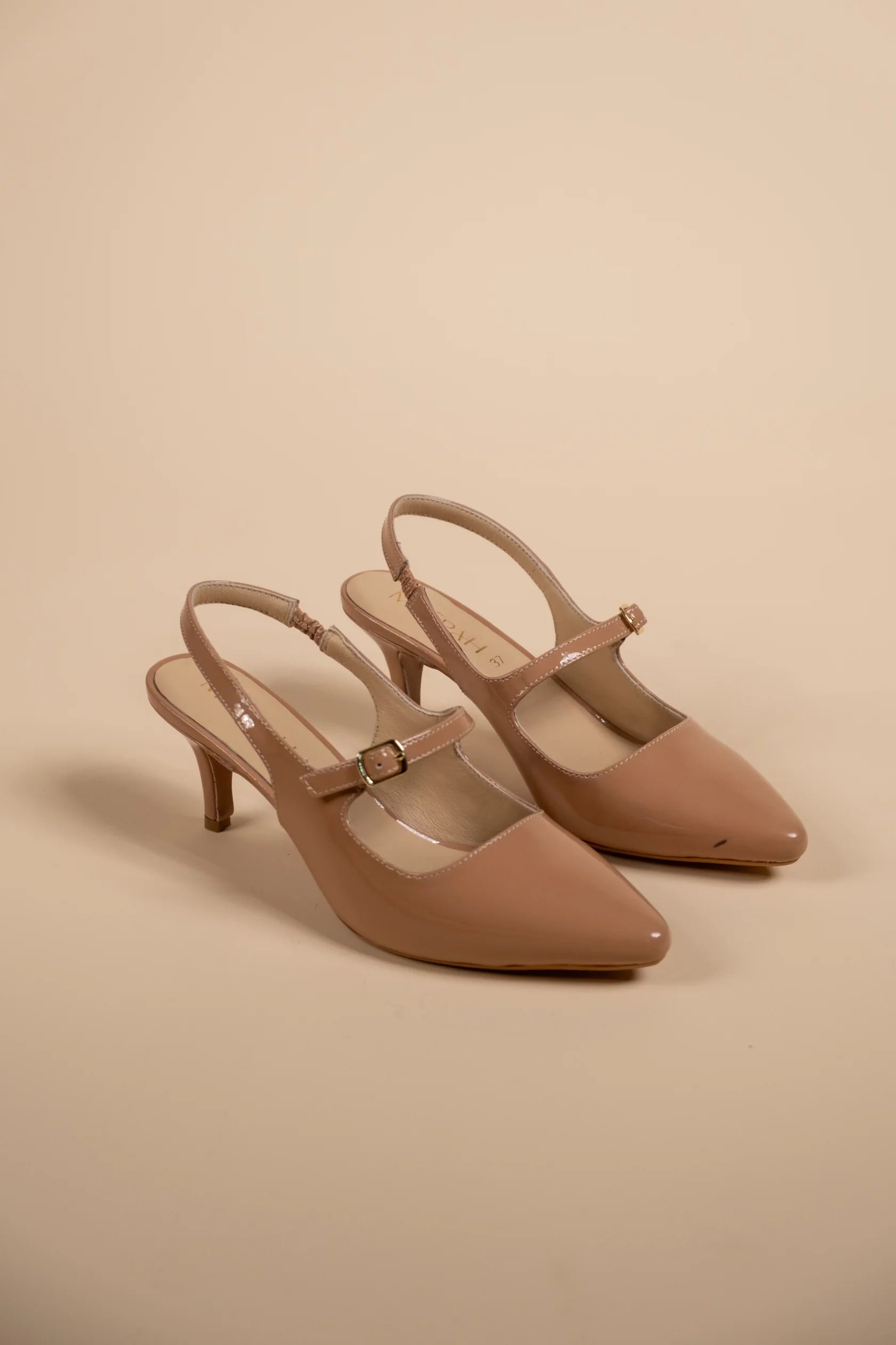 BRIZA Premium Leather Slingback Kitten Heels - The Heels India