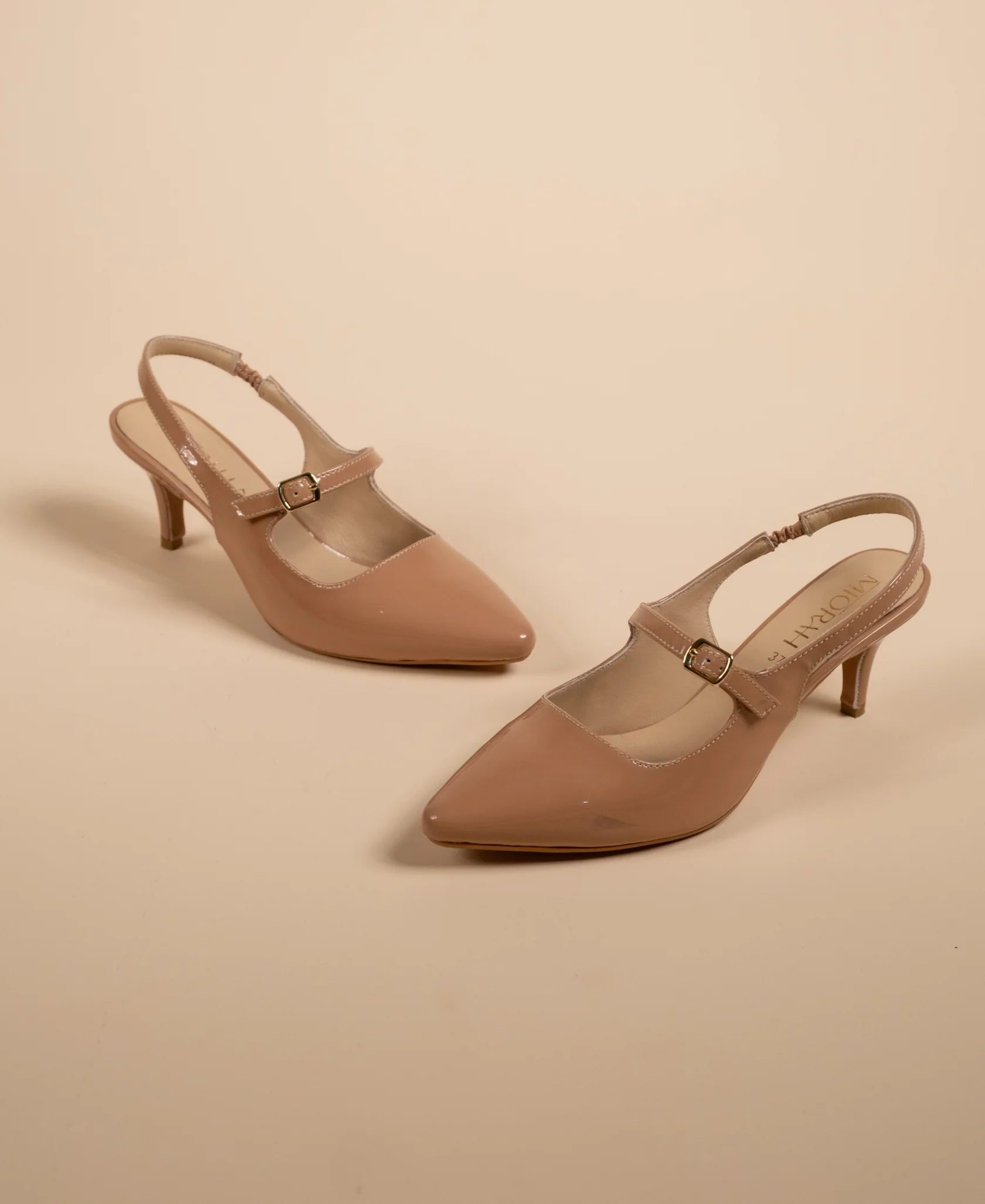 BRIZA Premium Leather Slingback Kitten Heels - The Heels India