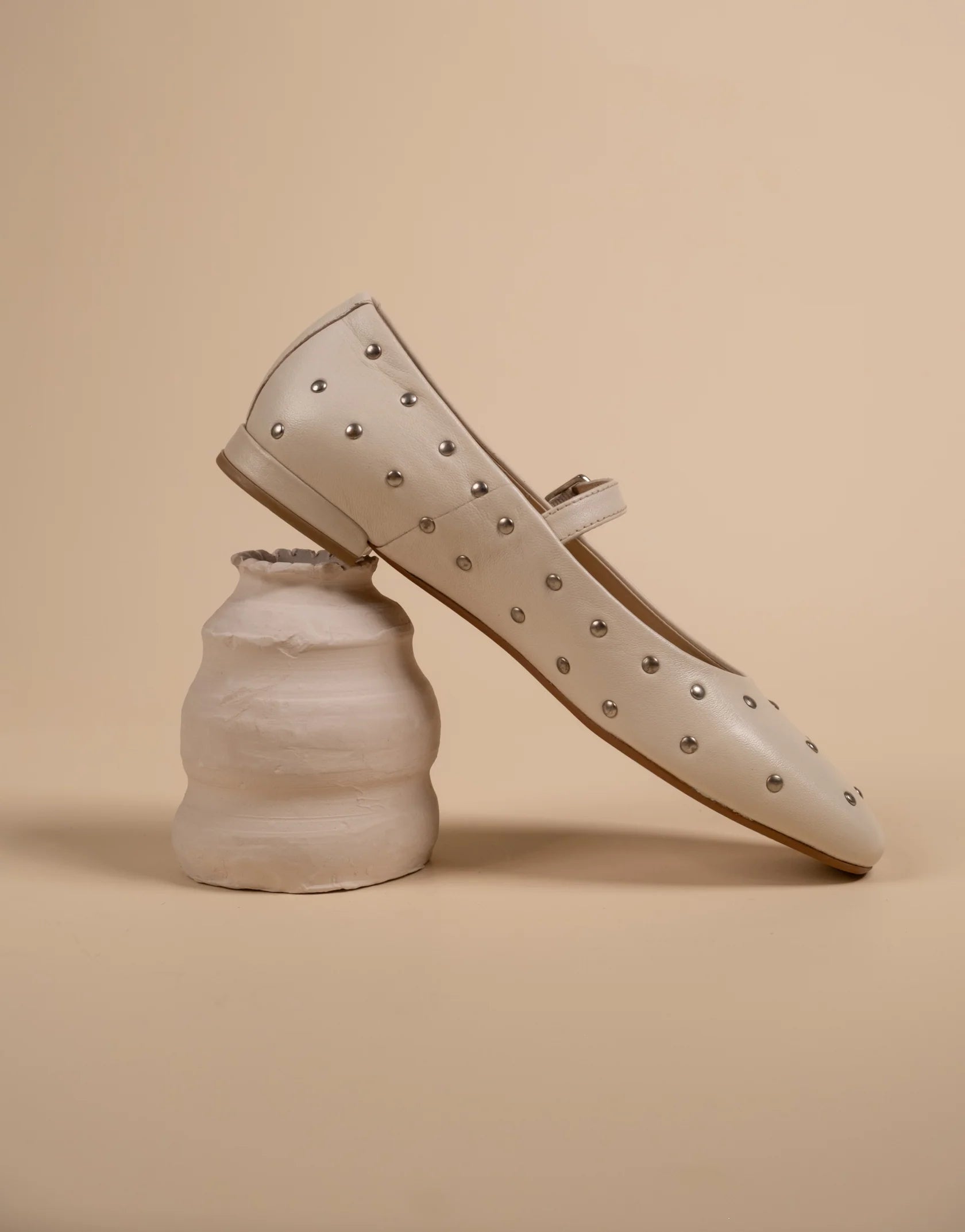 DIVA Premium Leather Flat Stud Mary Jane Ballerinas - The Heels India