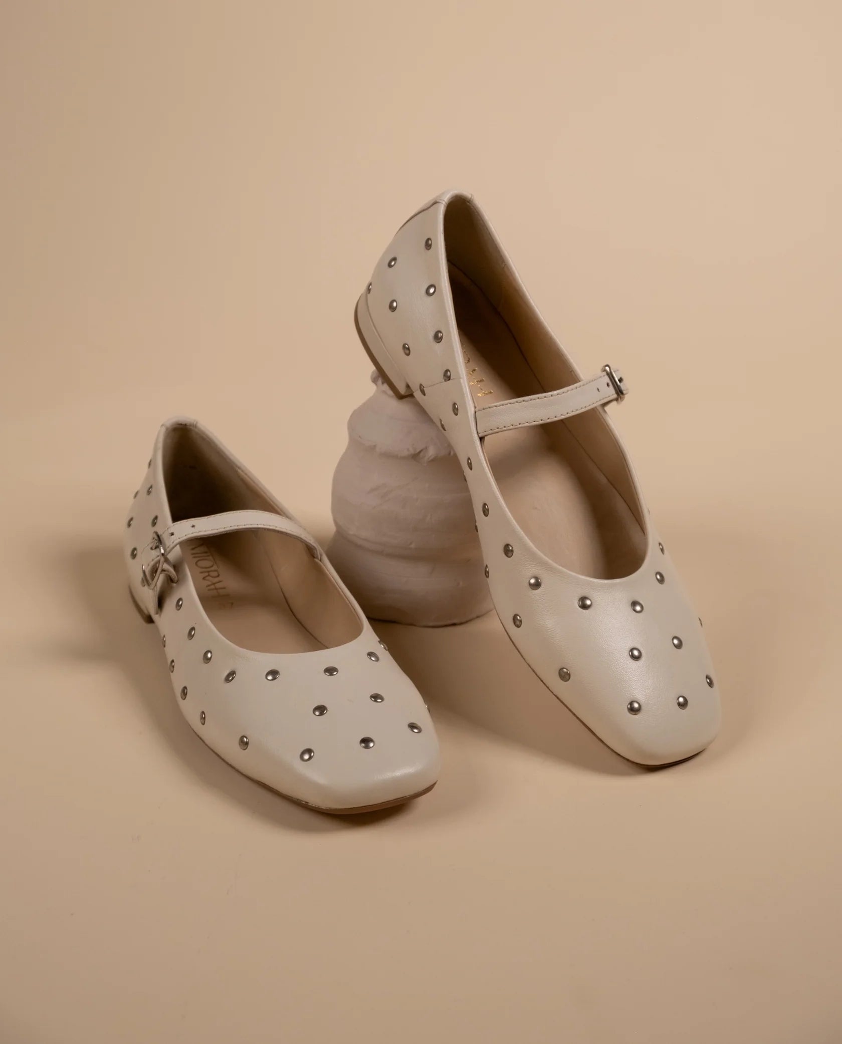 DIVA Premium Leather Flat Stud Mary Jane Ballerinas - The Heels India