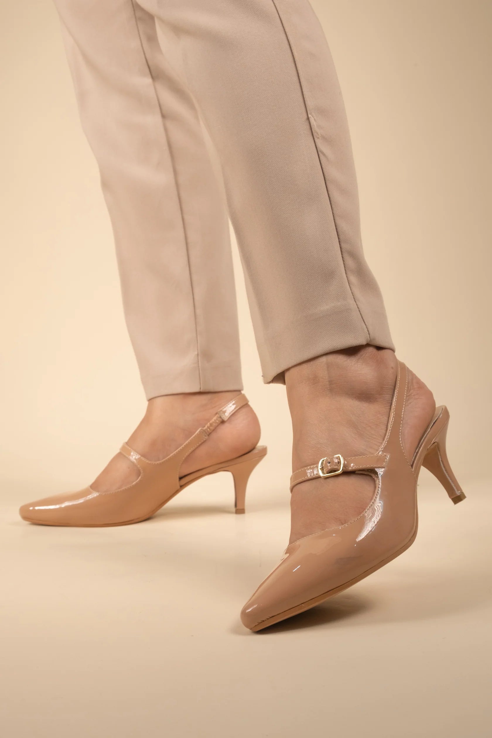 BRIZA Premium Leather Slingback Kitten Heels - The Heels India