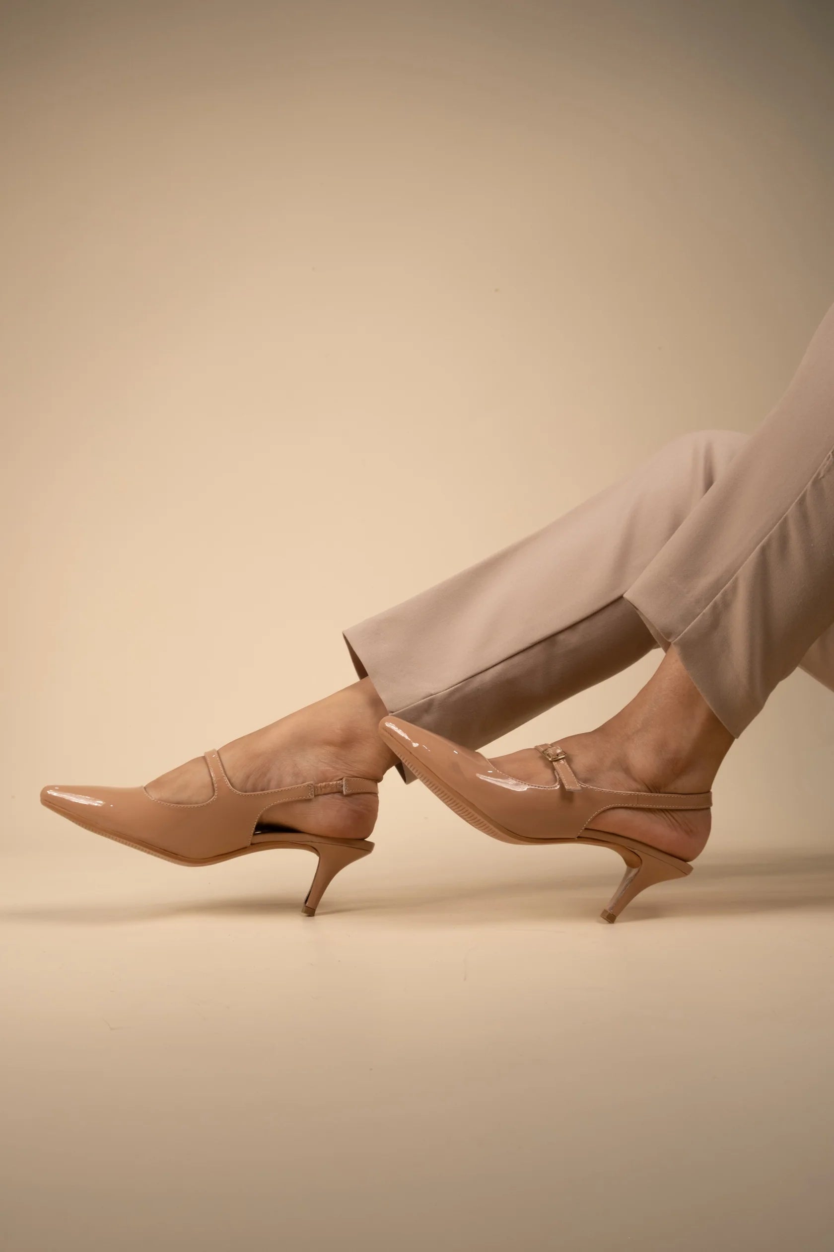 BRIZA Premium Leather Slingback Kitten Heels - The Heels India