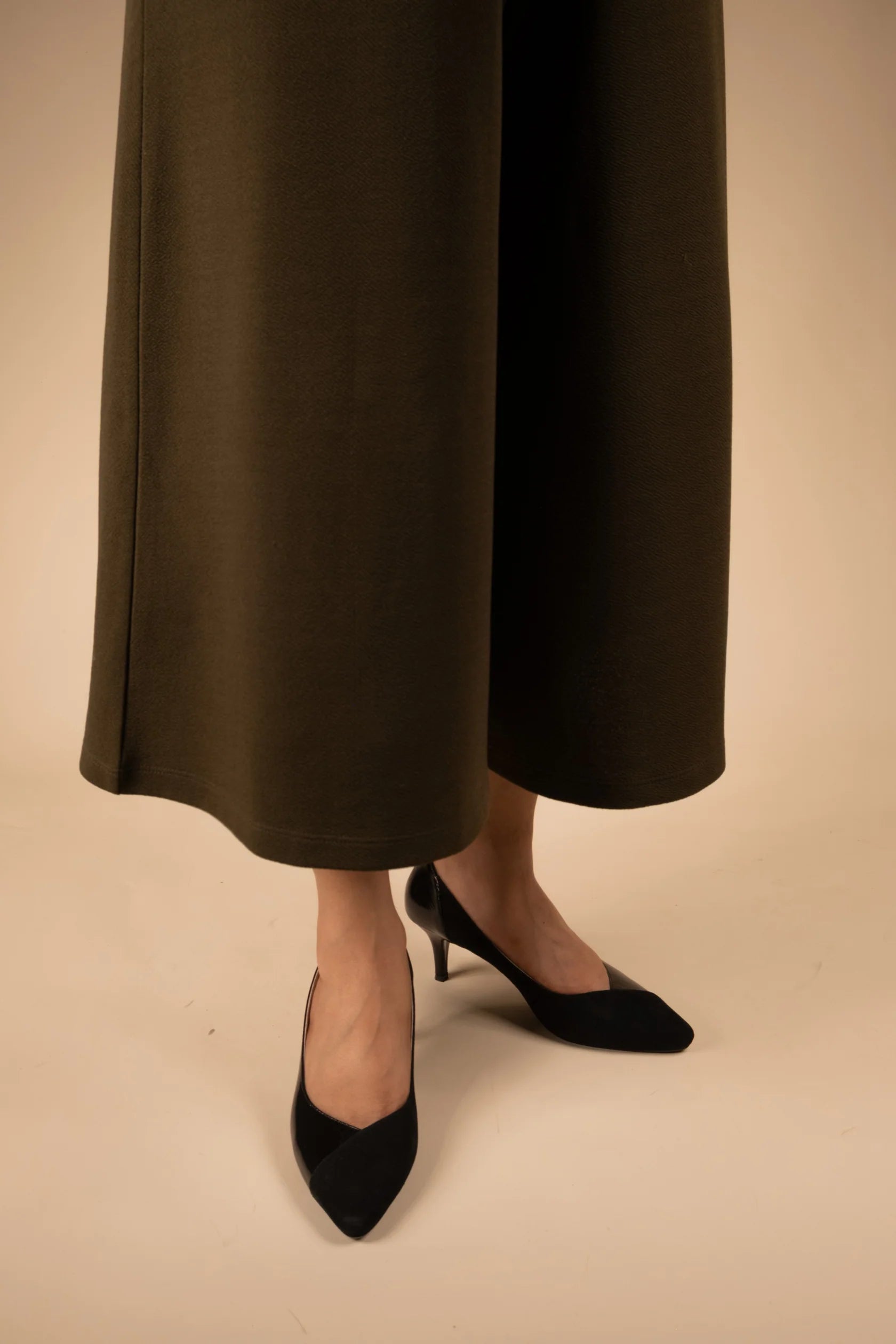 KYLIE Premium Leather Suede / Patent Kitten Heel Pumps - The Heels India