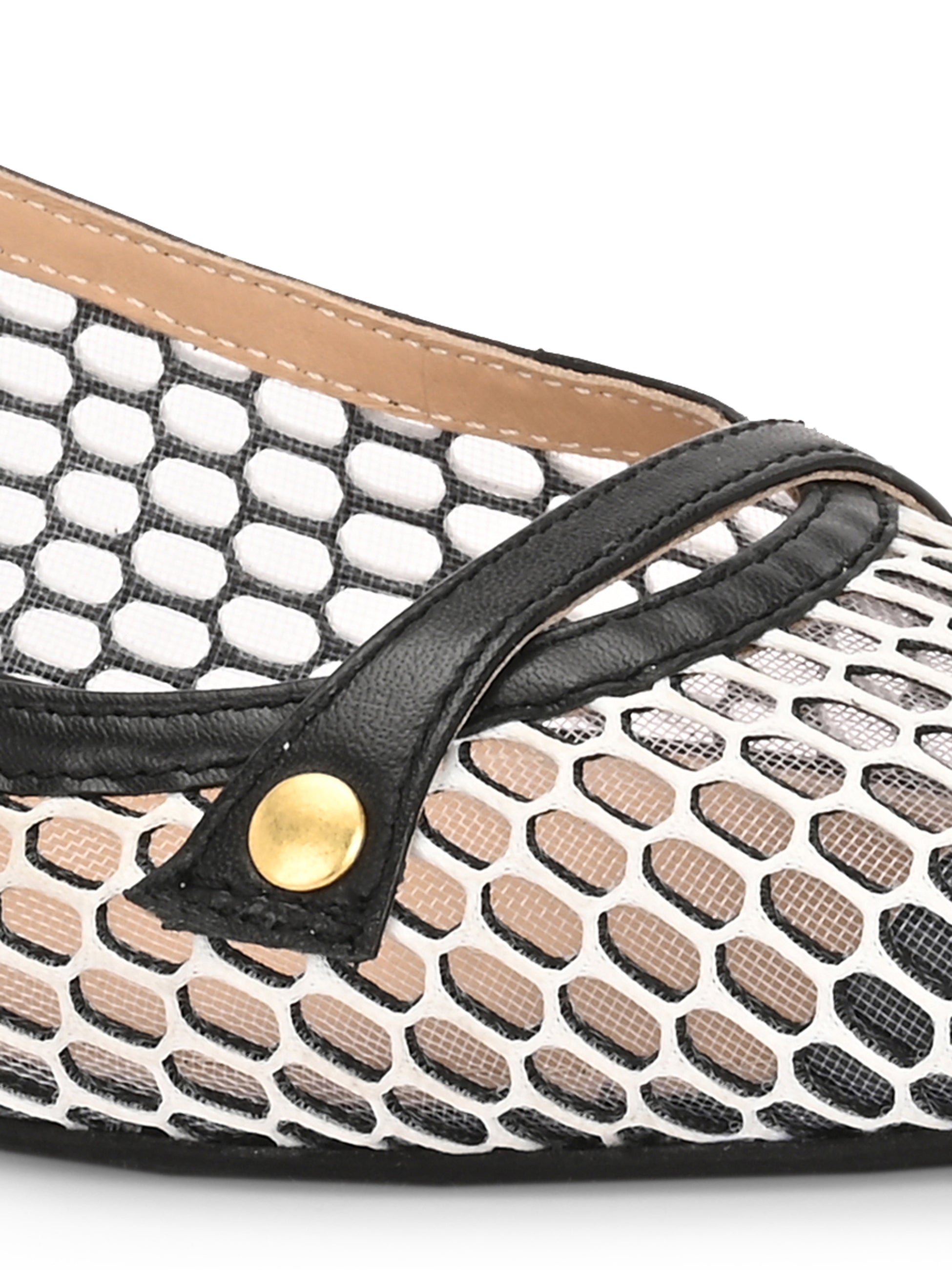 ALOHA Premium Leather Mesh Pointed Ballerinas