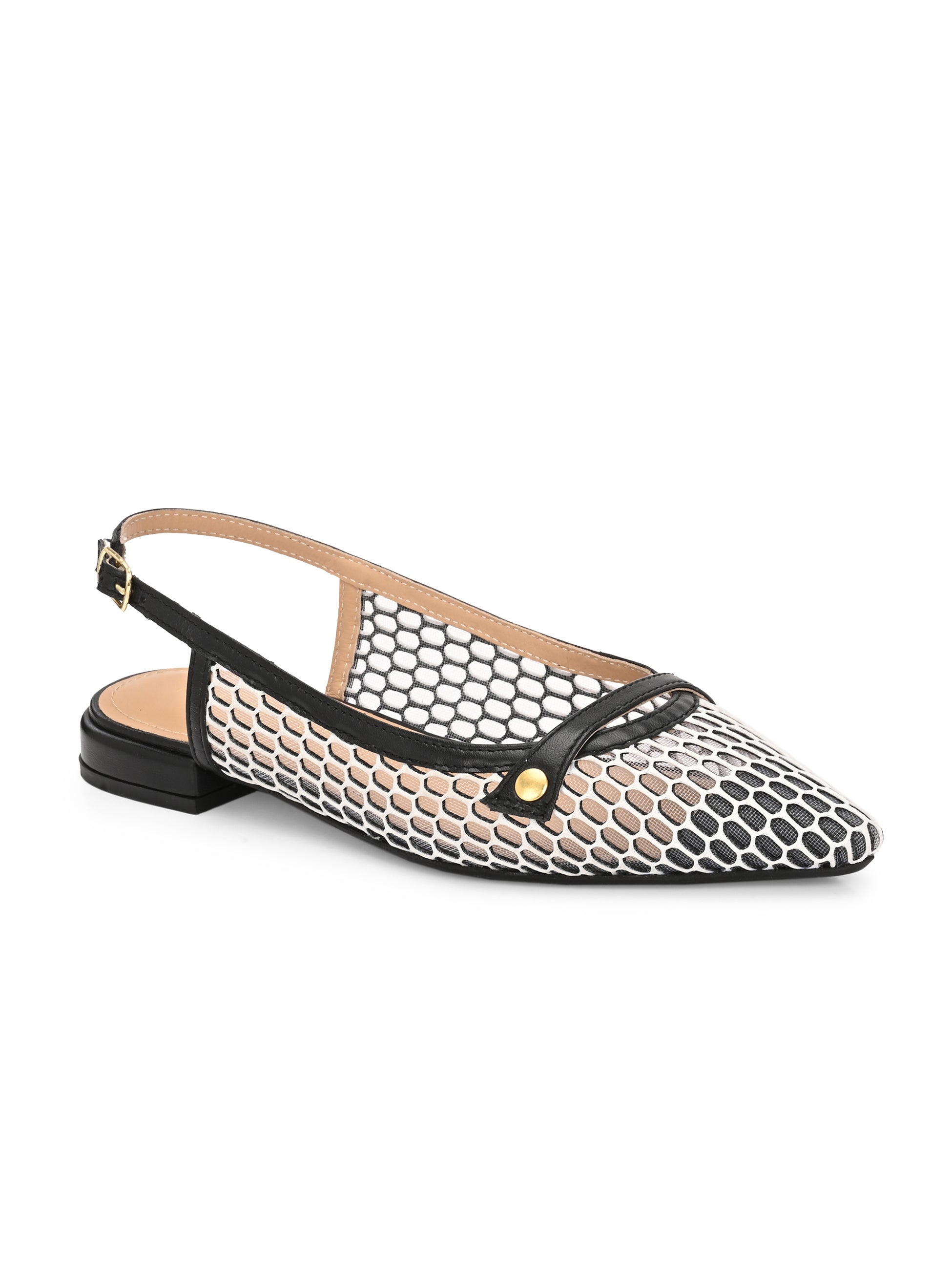 ALOHA Premium Leather Mesh Pointed Ballerinas