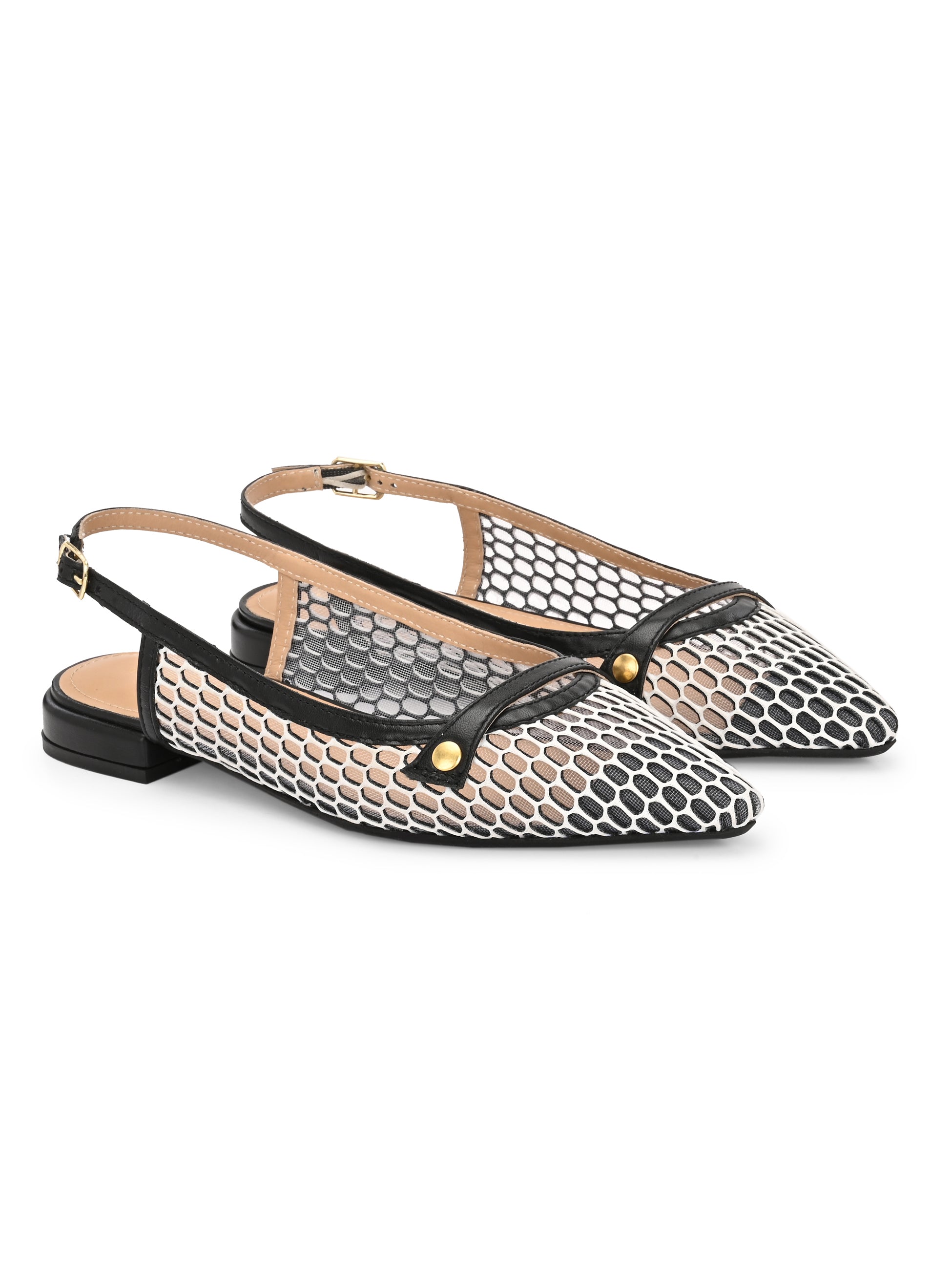 ALOHA Premium Leather Mesh Pointed Ballerinas