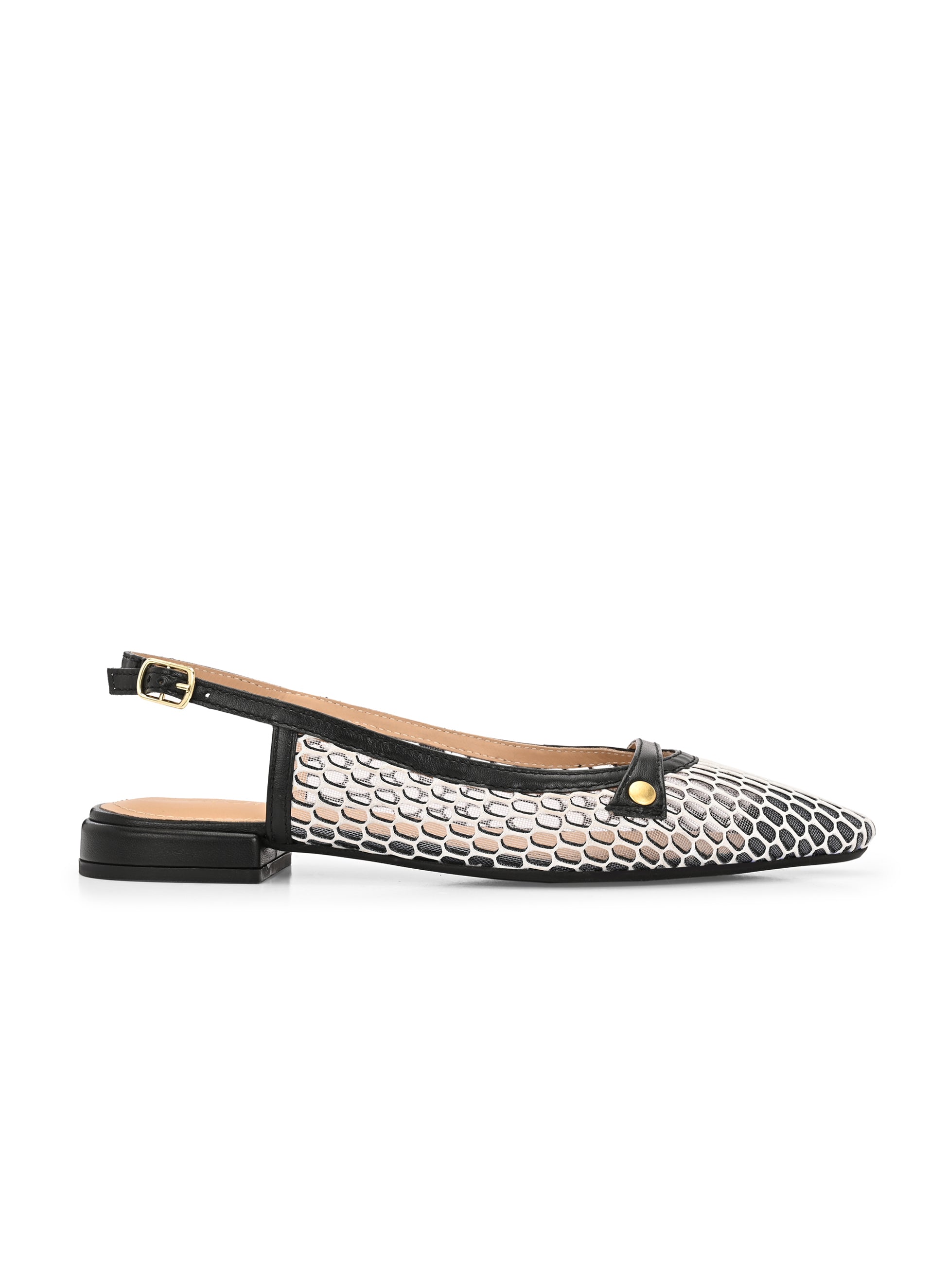 ALOHA Premium Leather Mesh Pointed Ballerinas