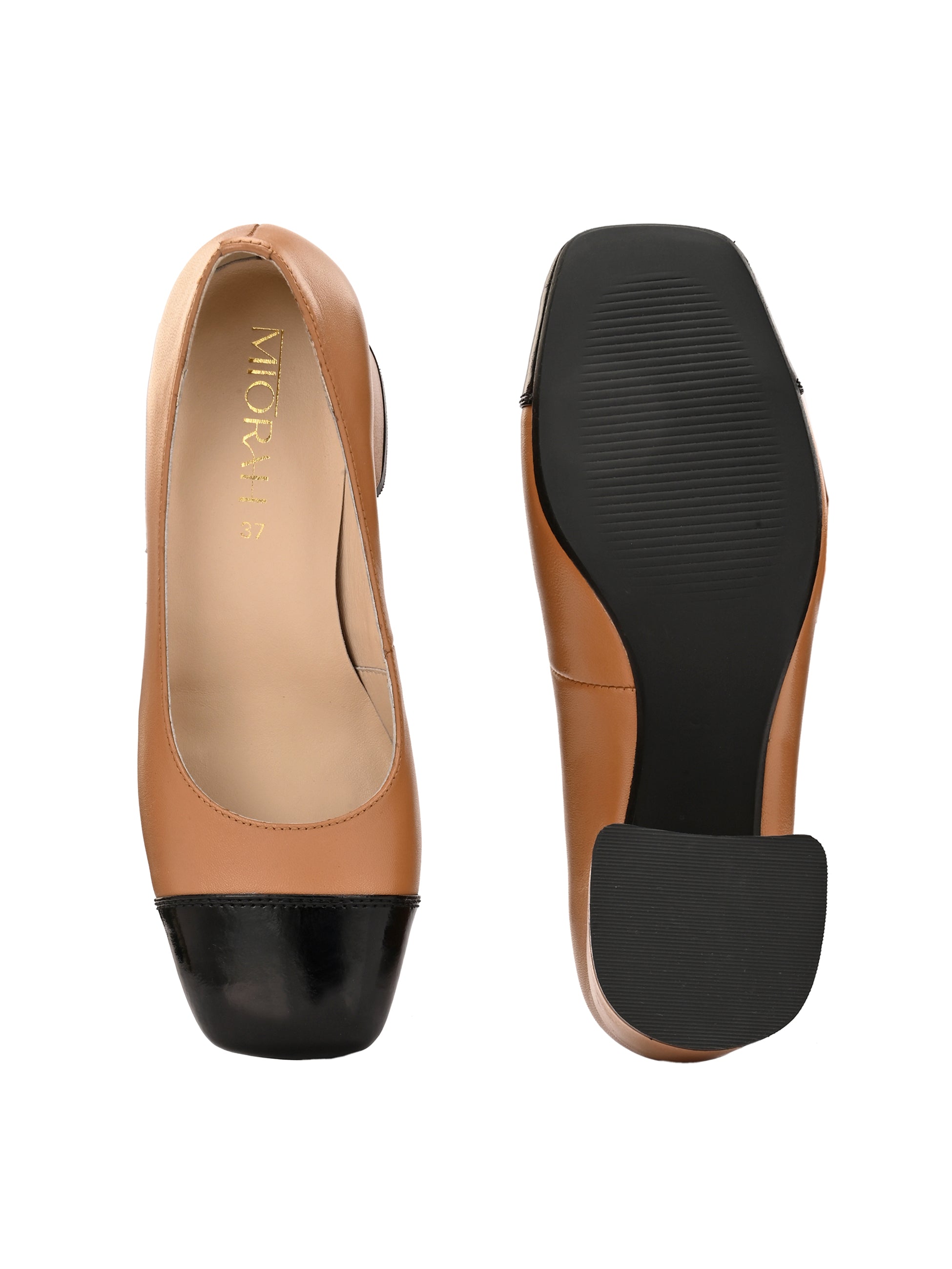 RADIANT Premium Leather Cap Toe Block Heels