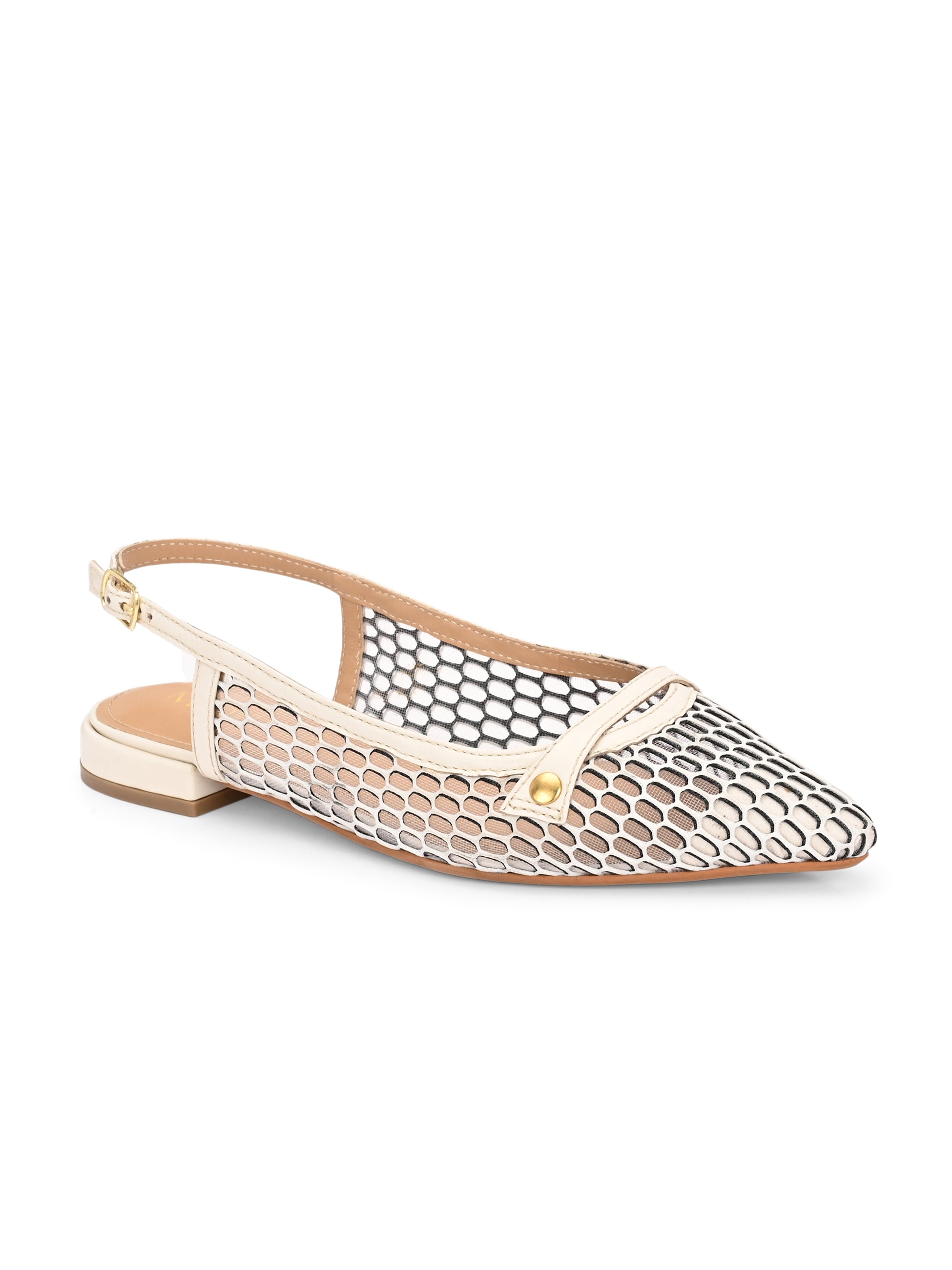 ALOHA Premium Leather Mesh Pointed Ballerinas