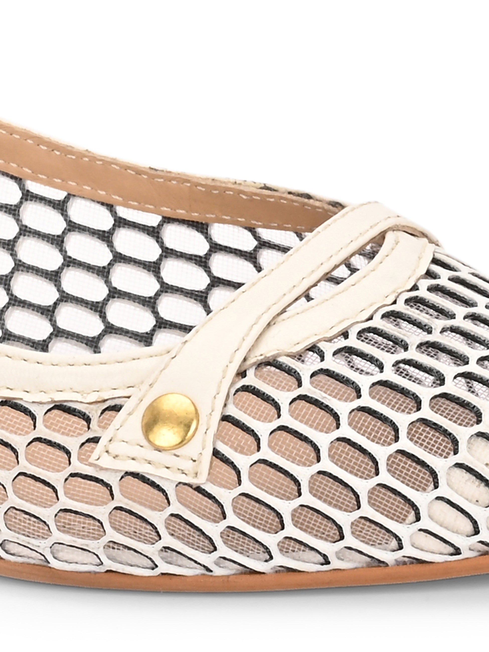 ALOHA Premium Leather Mesh Pointed Ballerinas