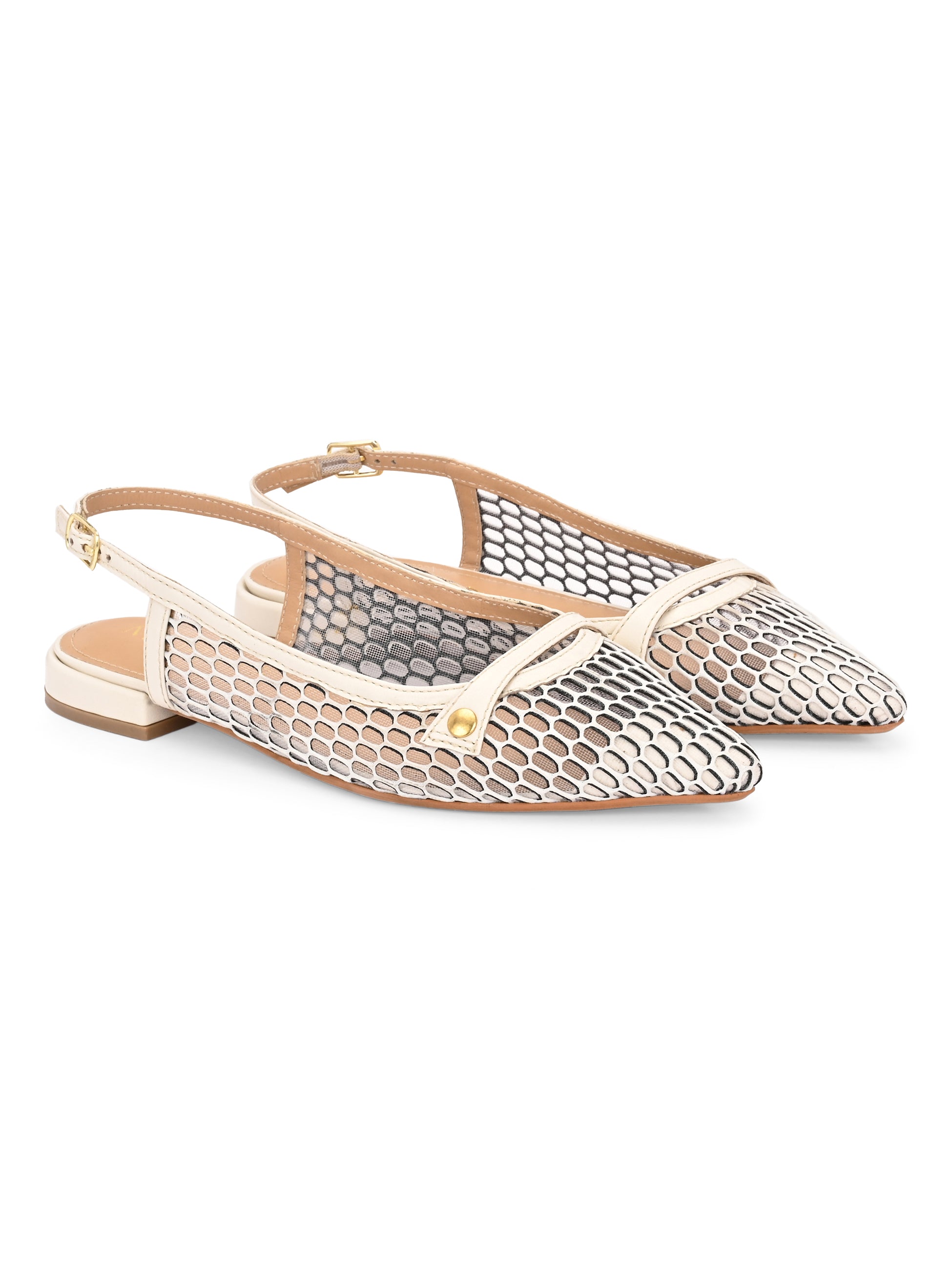 ALOHA Premium Leather Mesh Pointed Ballerinas