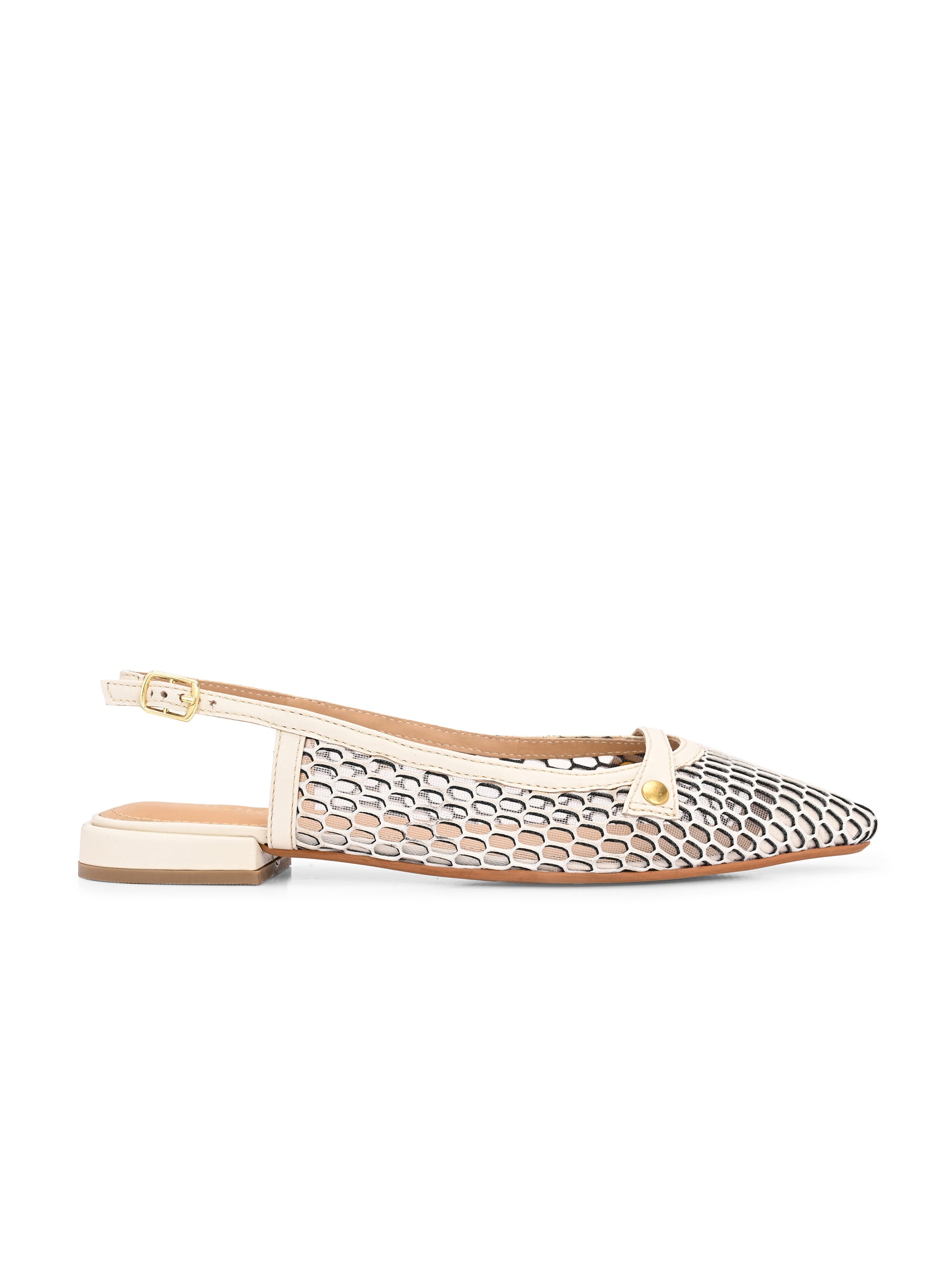 ALOHA Premium Leather Mesh Pointed Ballerinas