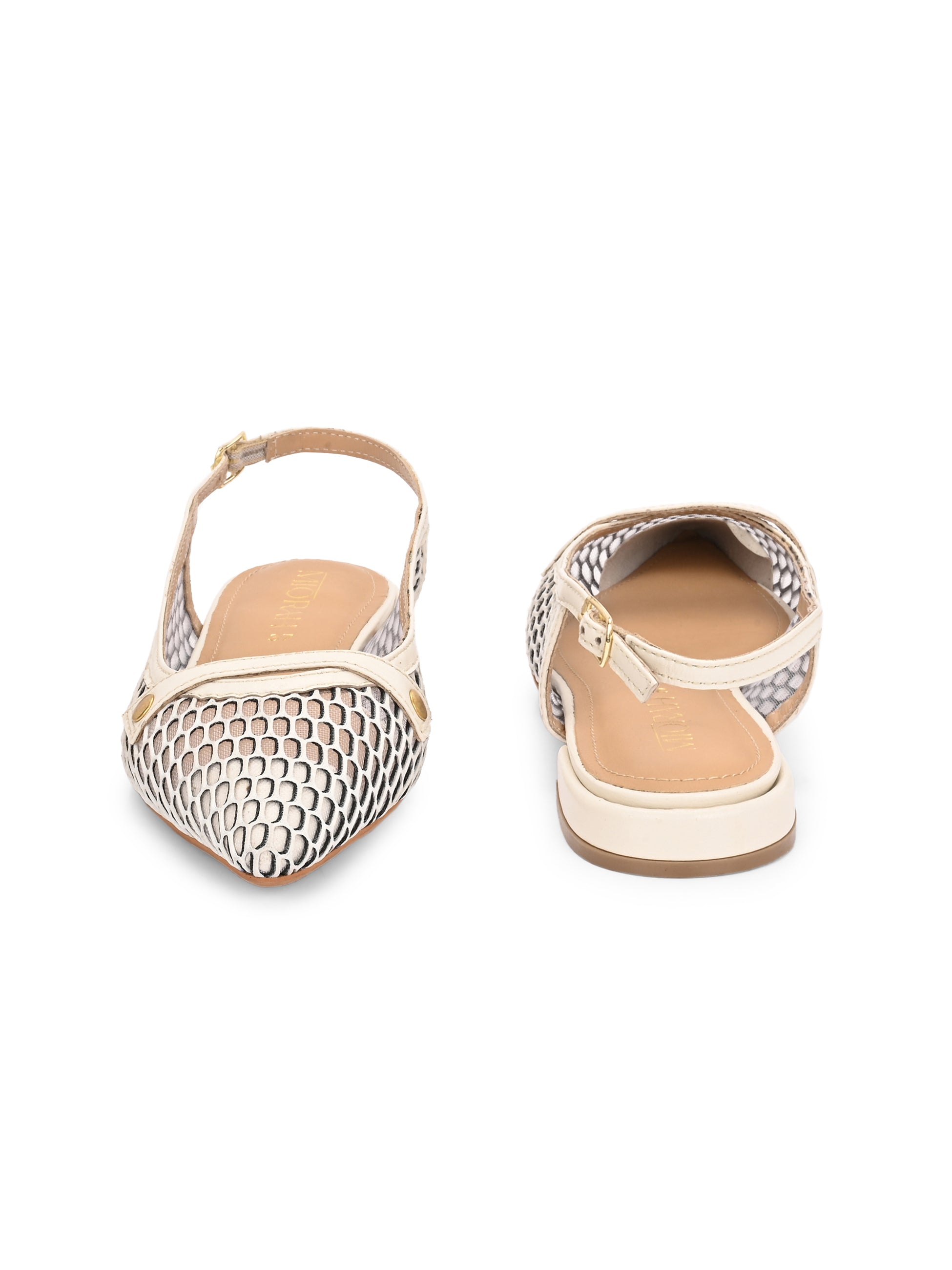 ALOHA Premium Leather Mesh Pointed Ballerinas