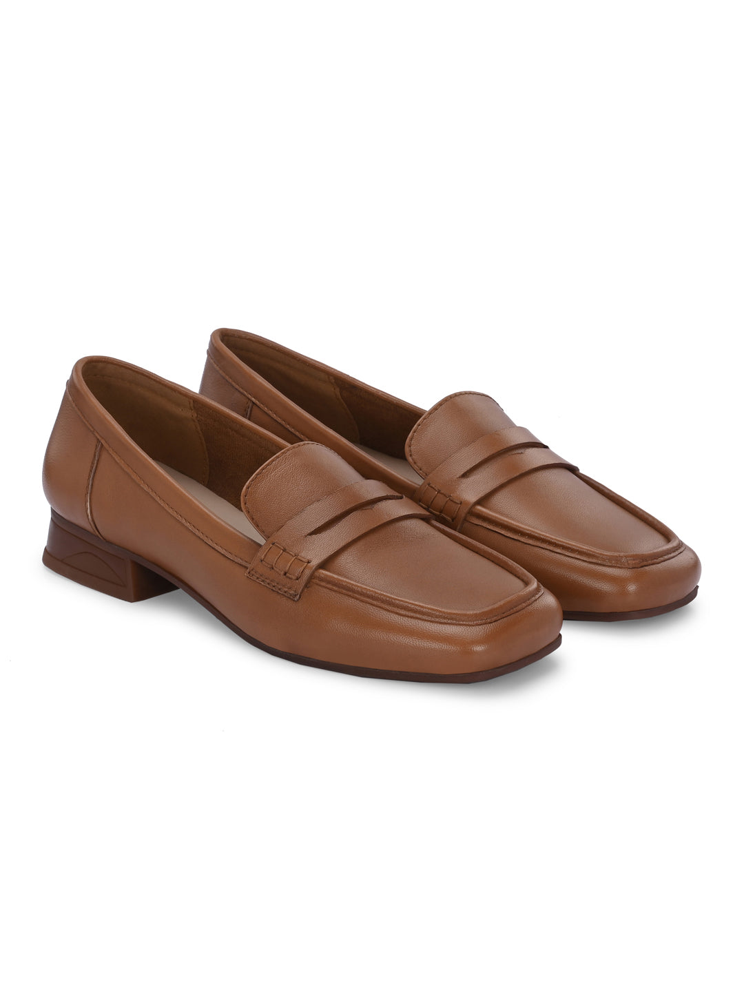 SERENE Premium Leather Mid Heel Square Toe Loafers