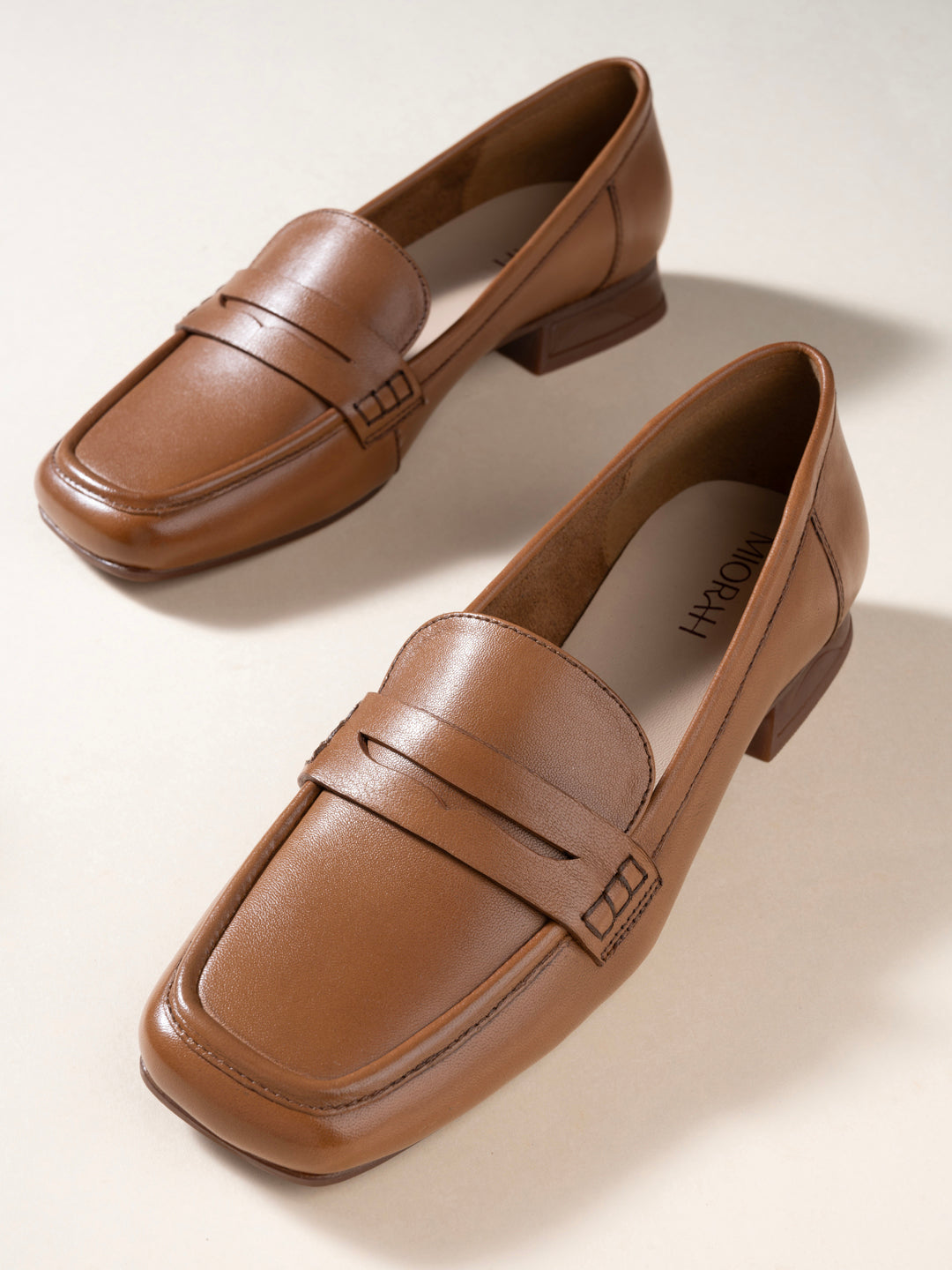 SERENE Premium Leather Mid Heel Square Toe Loafers