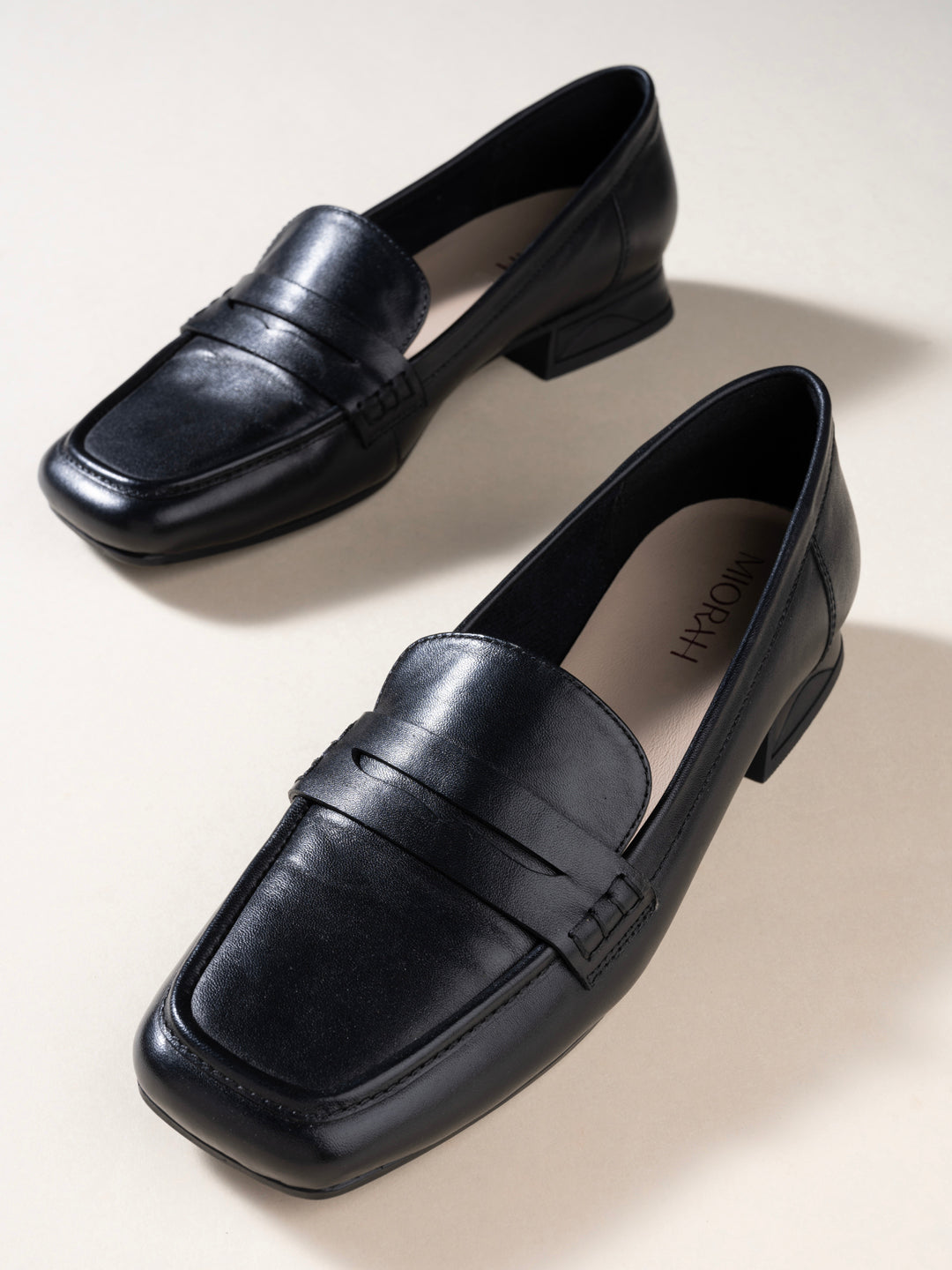 SERENE Premium Leather Mid Heel Square Toe Loafers